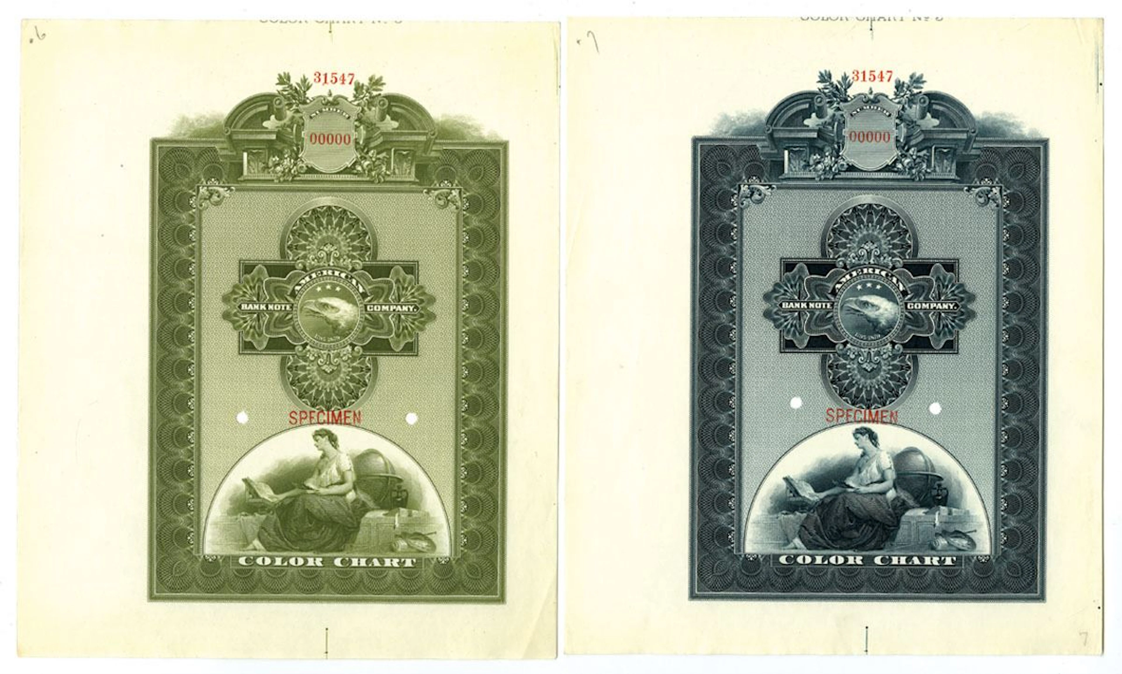 NY. ABNC, Large Format ca.1900-20s Color Chart Specimen Pair.