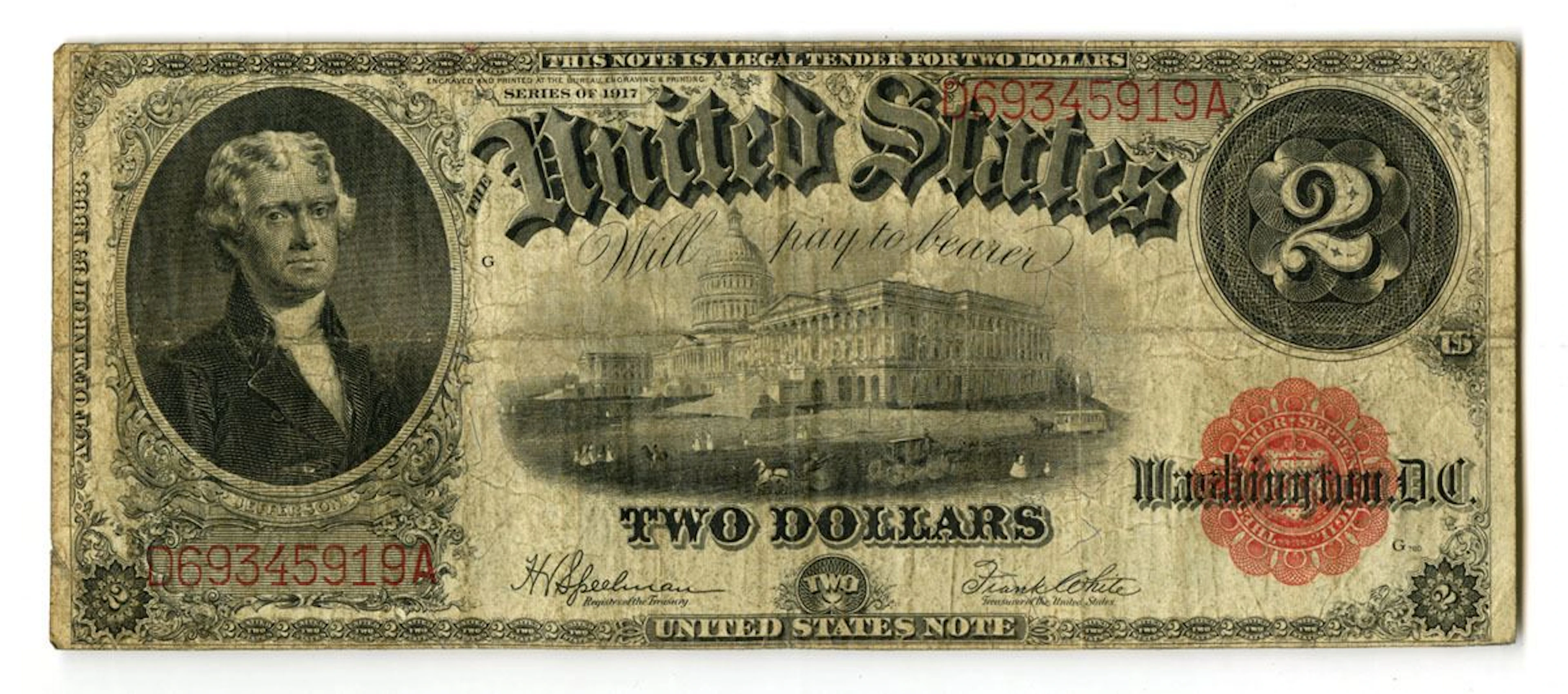 U.S., Legal Tender Note, Series of 1917, Issued Banknote.