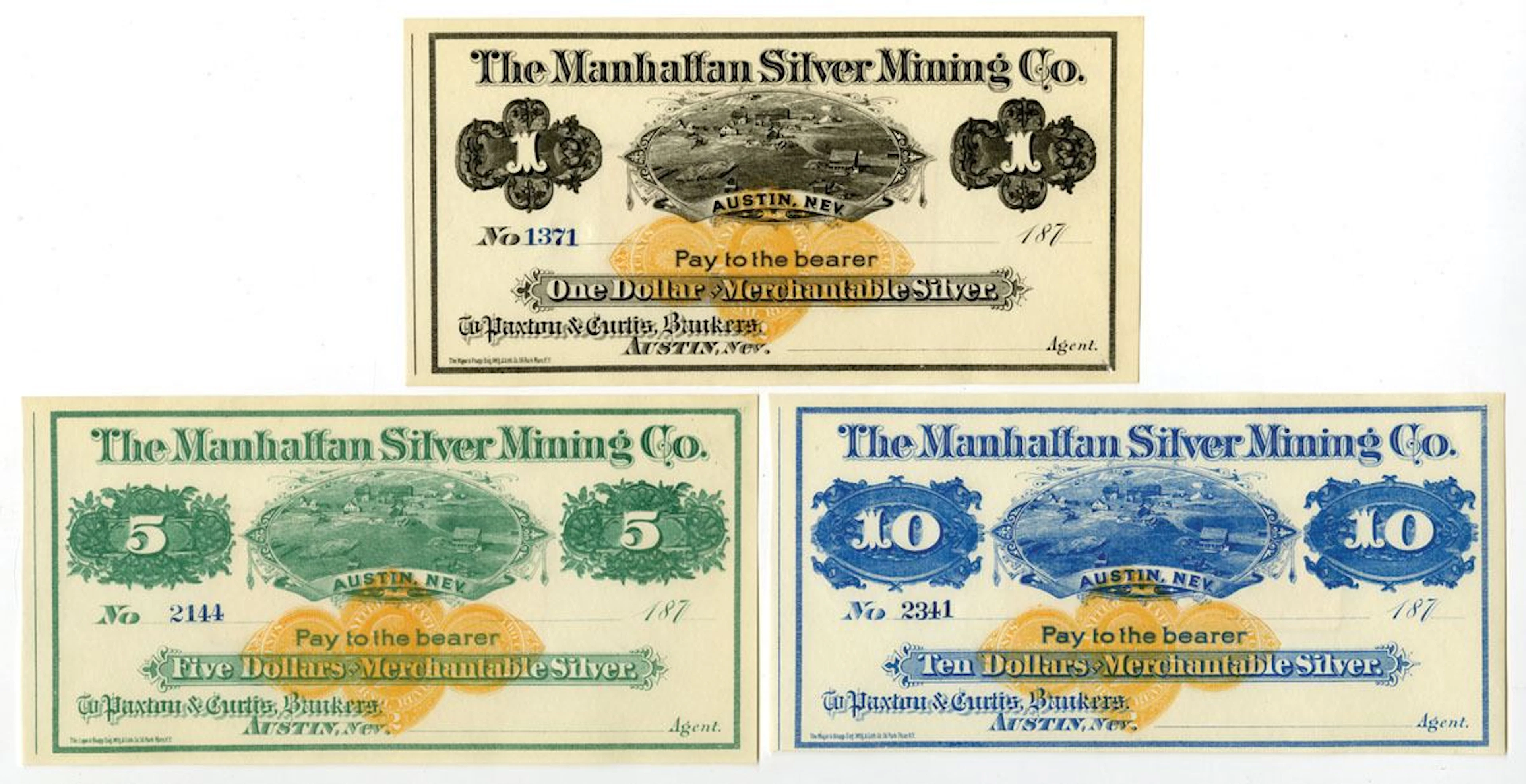 NV. Manhattan Silver Mining Co., ND (1870s), U/U Obsolete Scrip Note