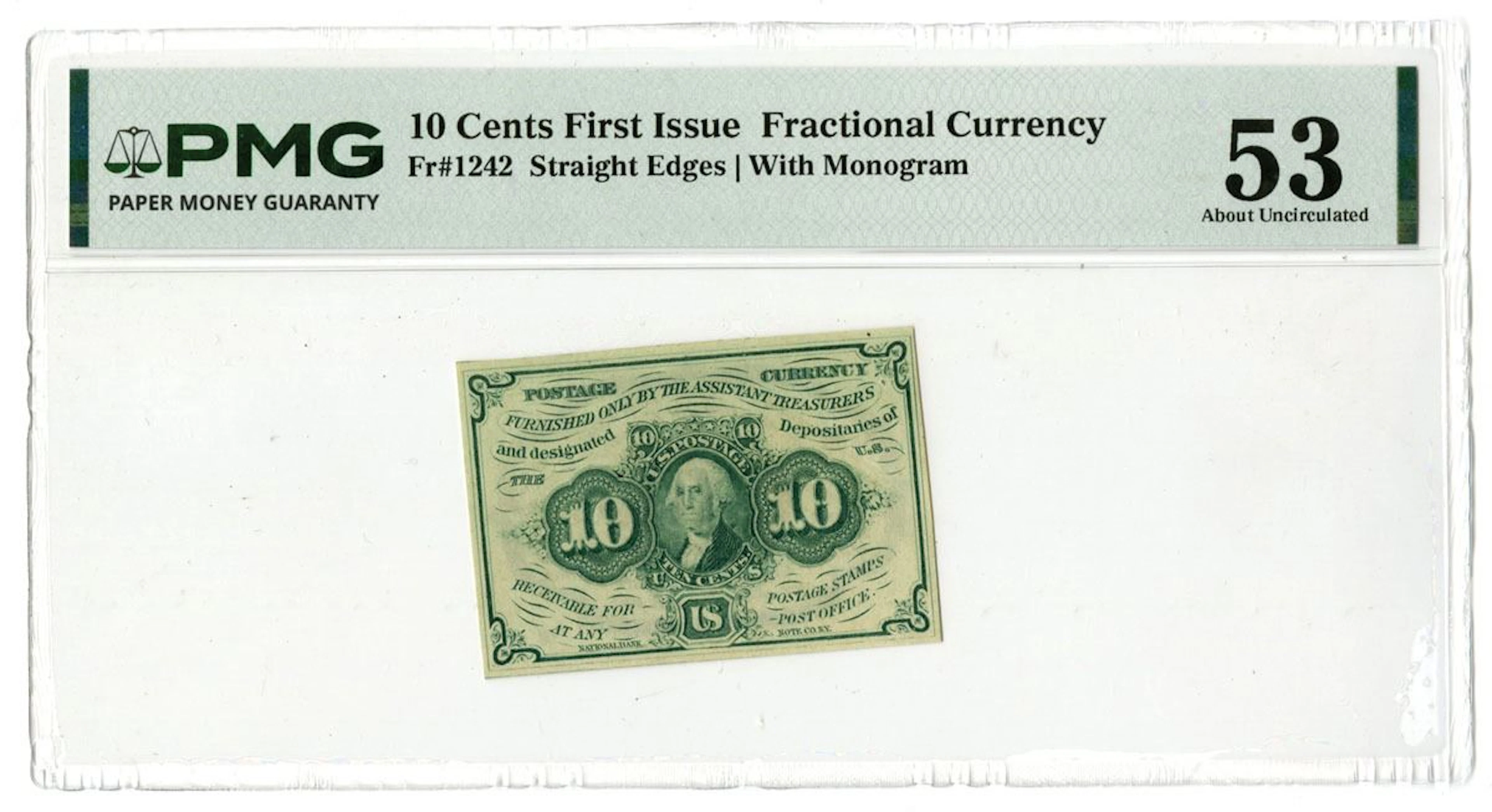 D.C., First Issue Fractional Currency, 1862, Fr#1242, Issued Note.