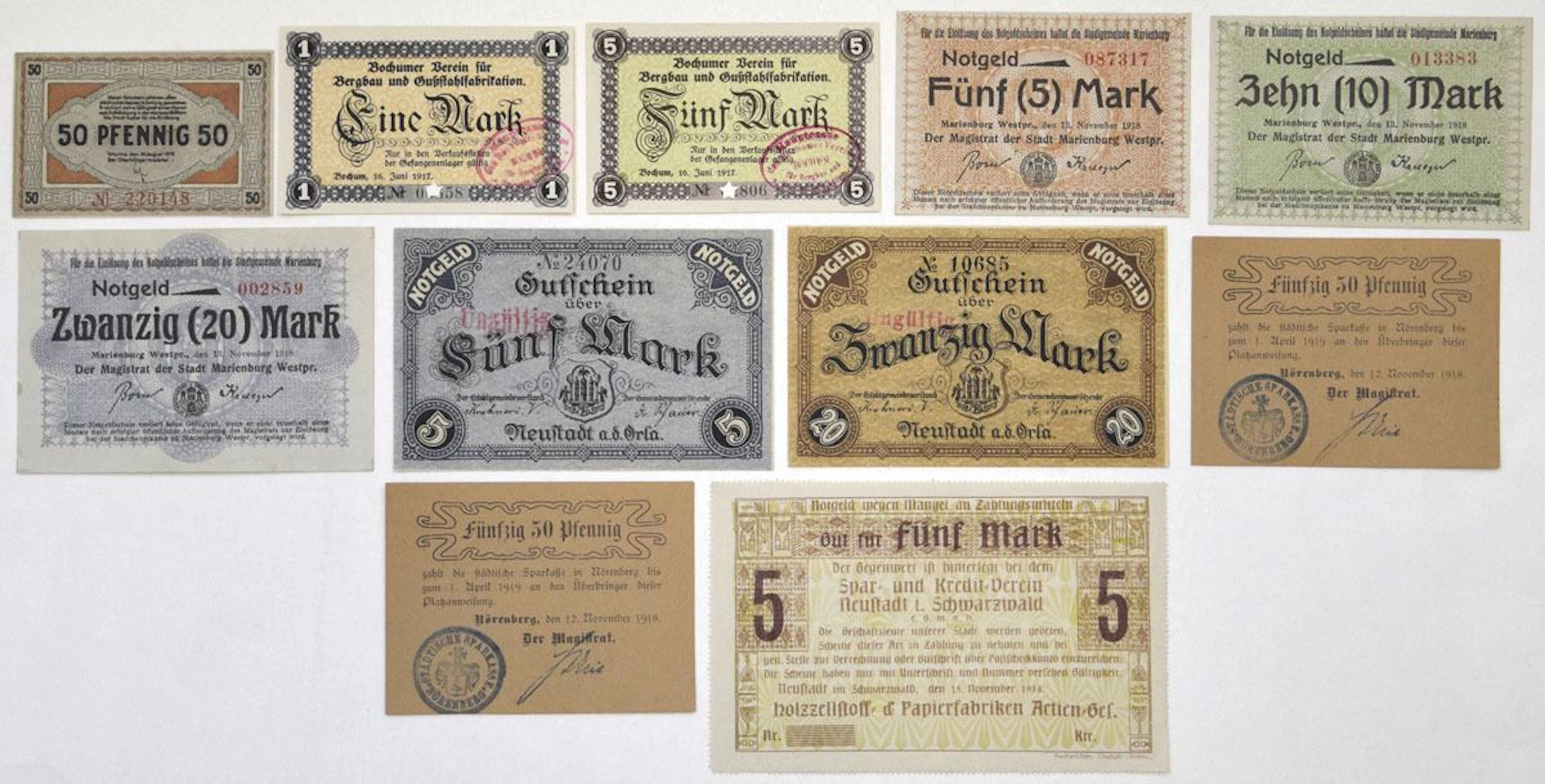 Germany. World War I Municipal & Industrial Emergency Currency Assortment