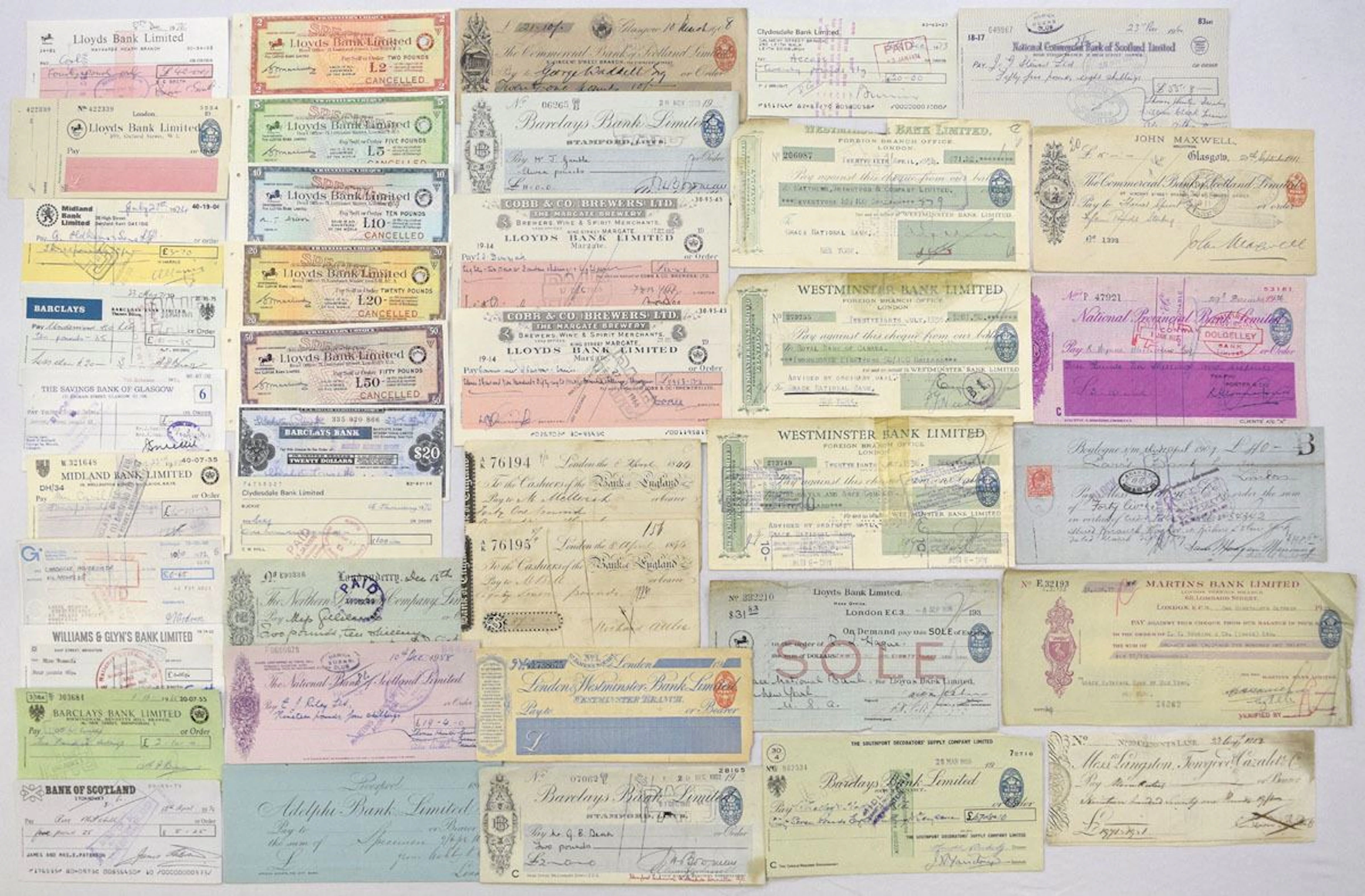 Great Britian. Banking Checks, Traveler's Cheques & Foreign Drafts