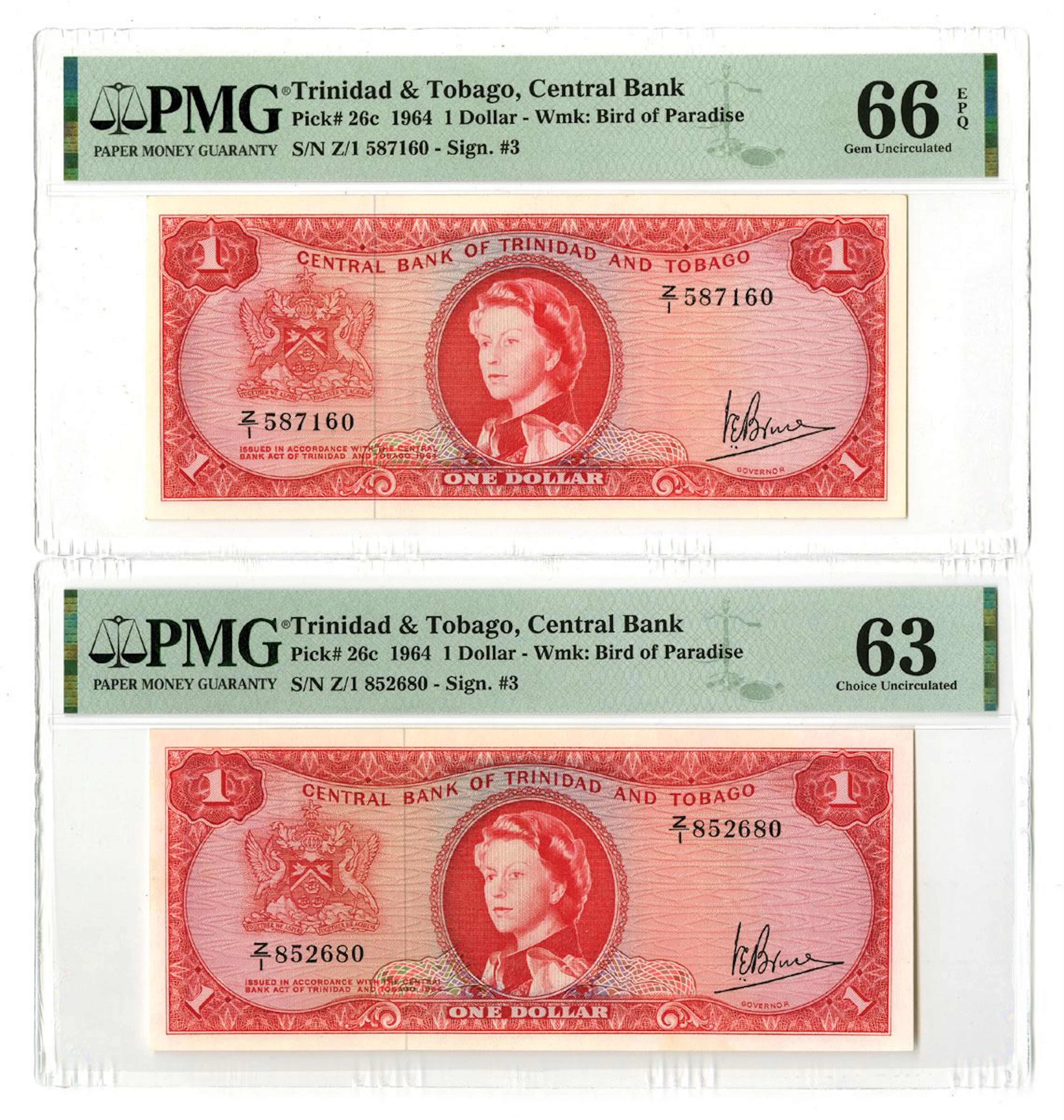 Trinidad & Tobago. Central Bank of Trinidad & Tobago, L.1964, Issued
