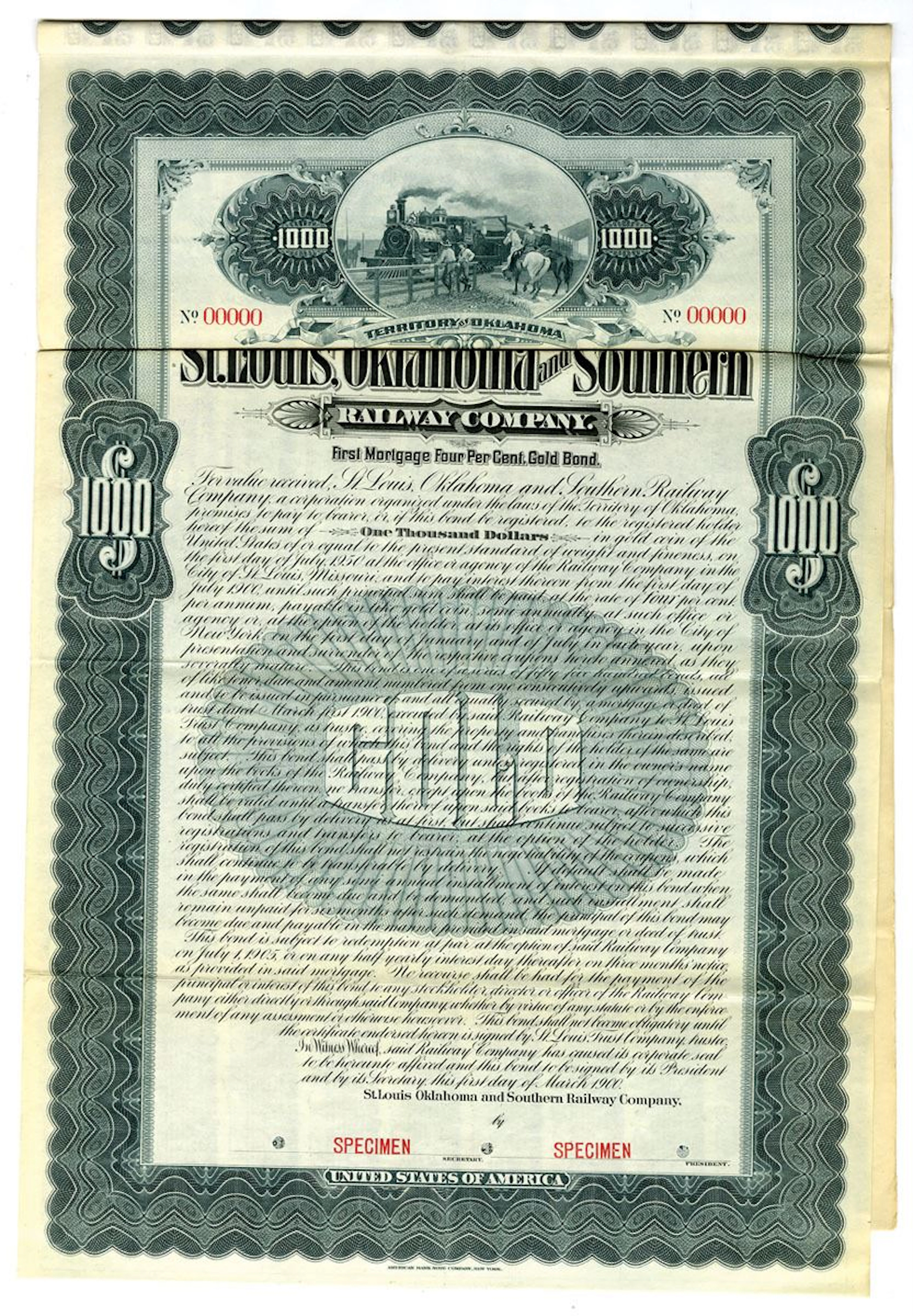 Oklahoma Territory. St. Louis, Oklahoma and Southern Railway Co.