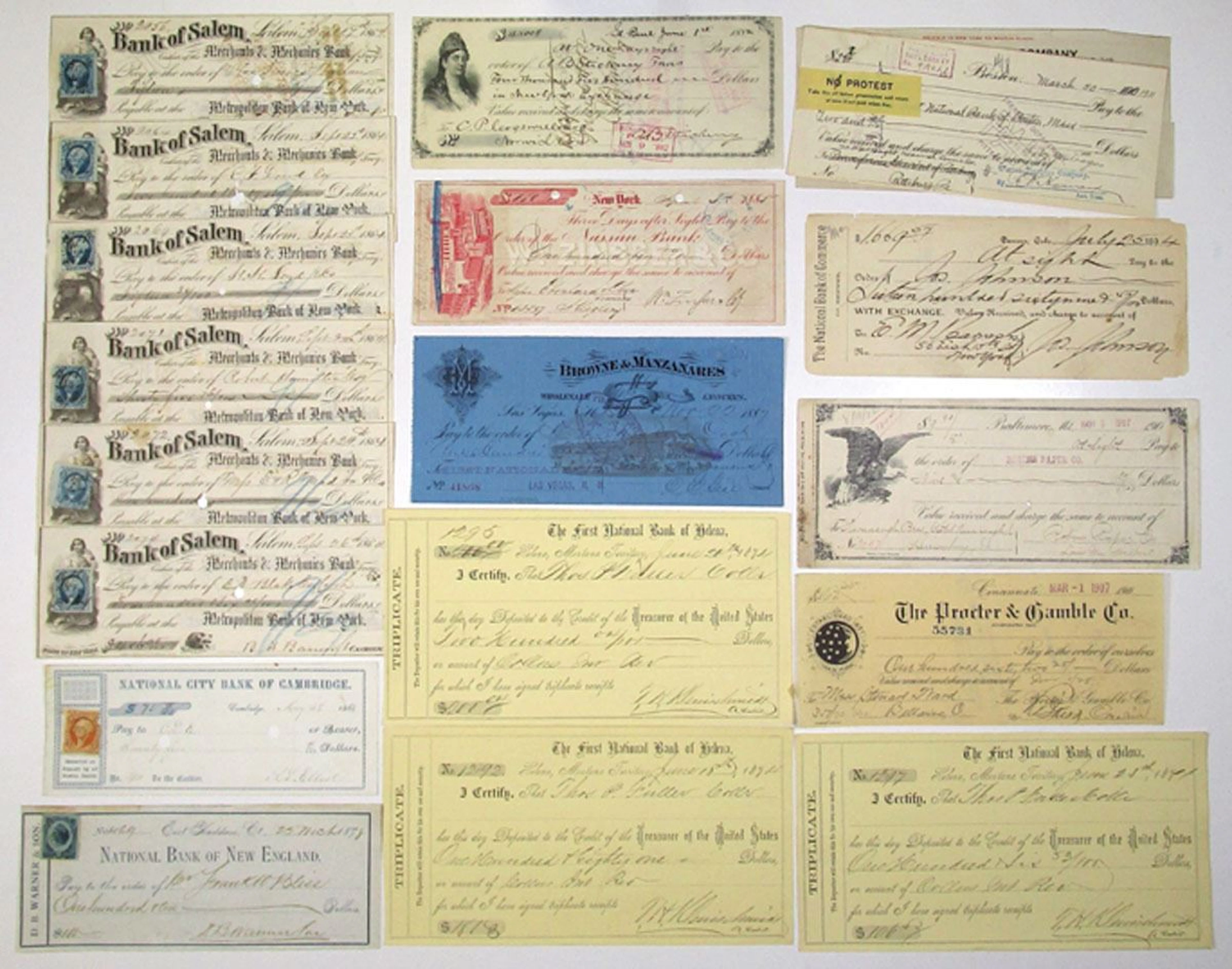 Checks, Drafts, Fiscal Documents & Exchange Collection, 1864 to 1907