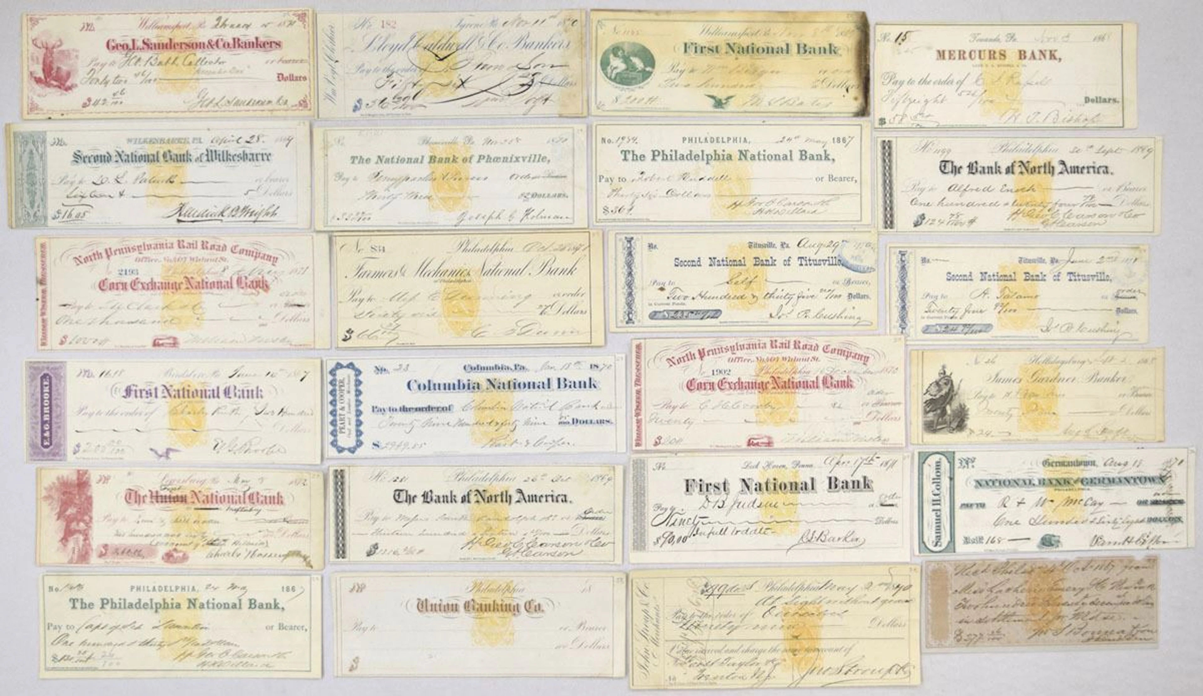 PA. Pennsylvania National Bank Check and Draft Collection, All With