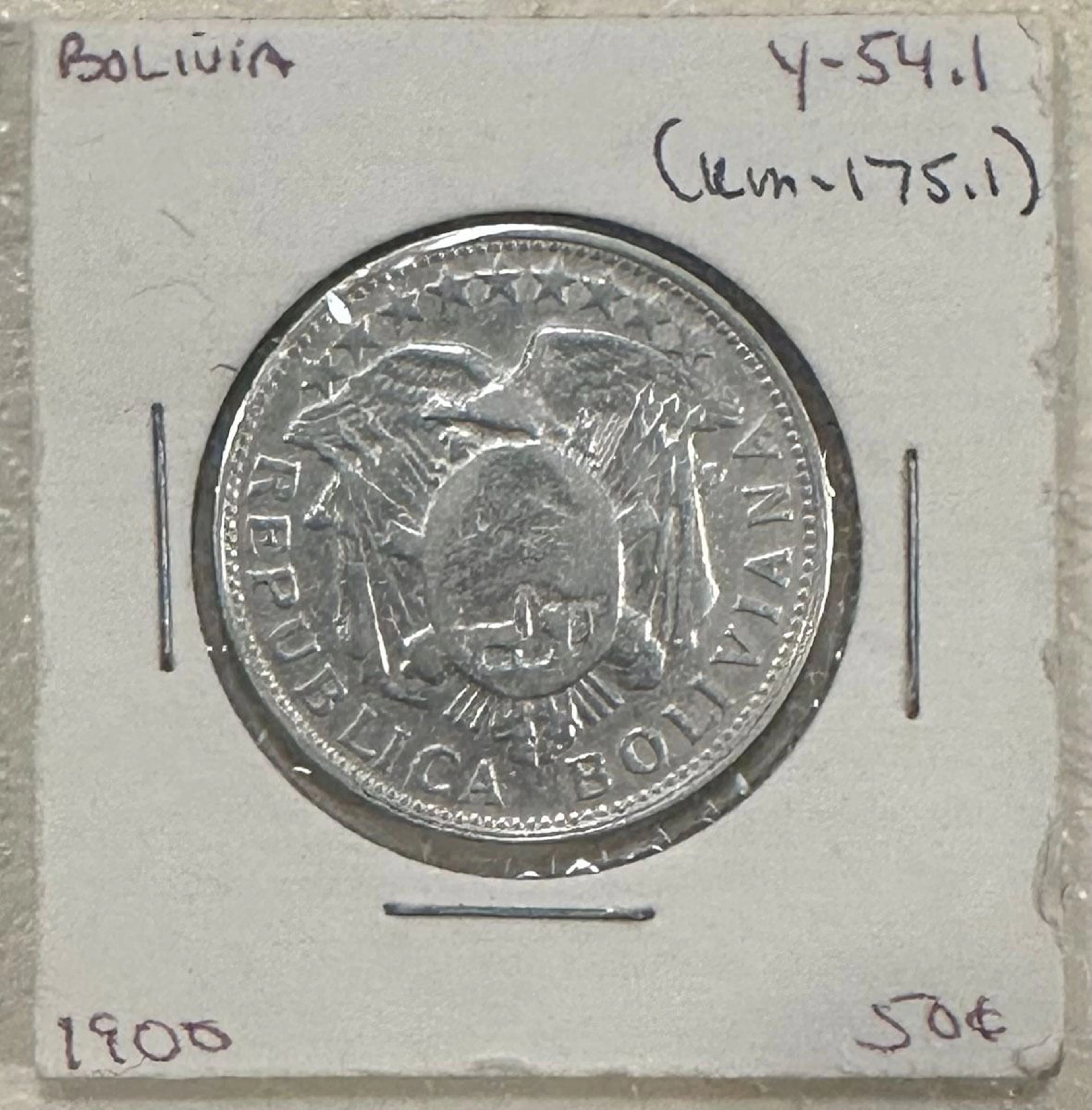 Bolivia, 1900, 50 Centavos, Y-54.1 (KM-175.1)