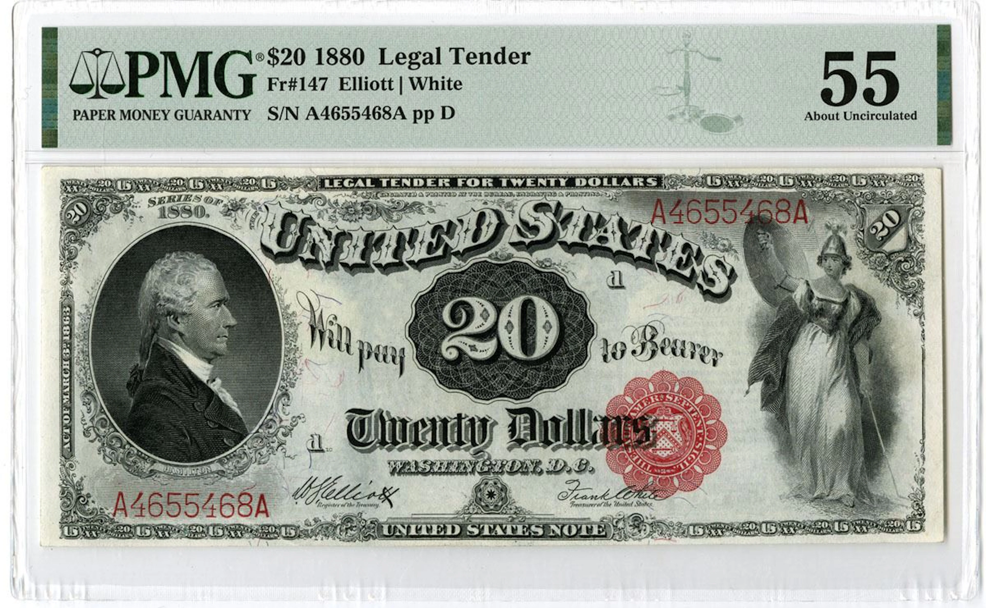 U.S. Legal Tender Note. 1880 $20, Fr.# 147, Issued Banknote, PMG About