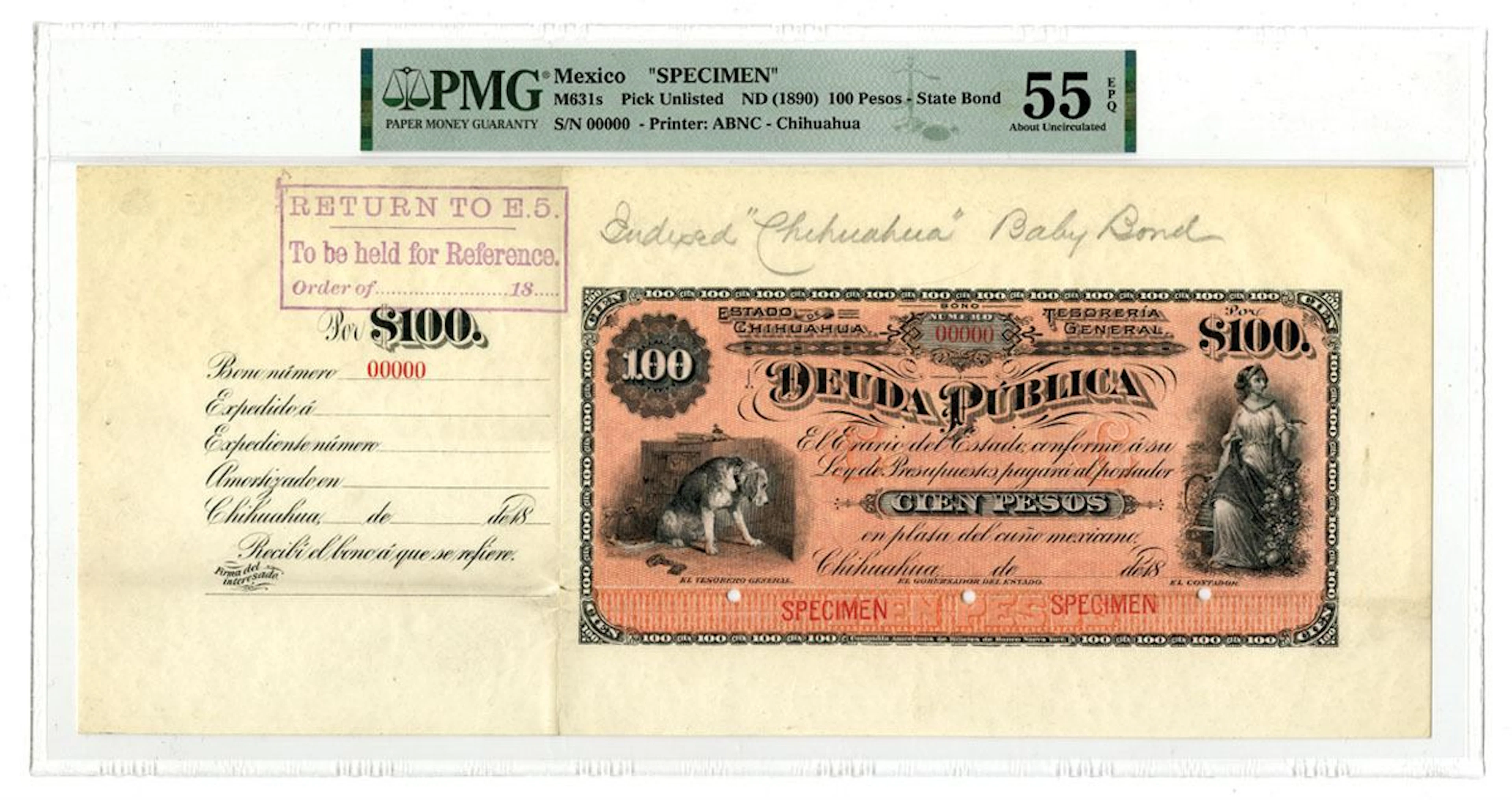 Mexico. Estado de Chihuahua, Tesoria General - Deuda Publica, ND (1890)