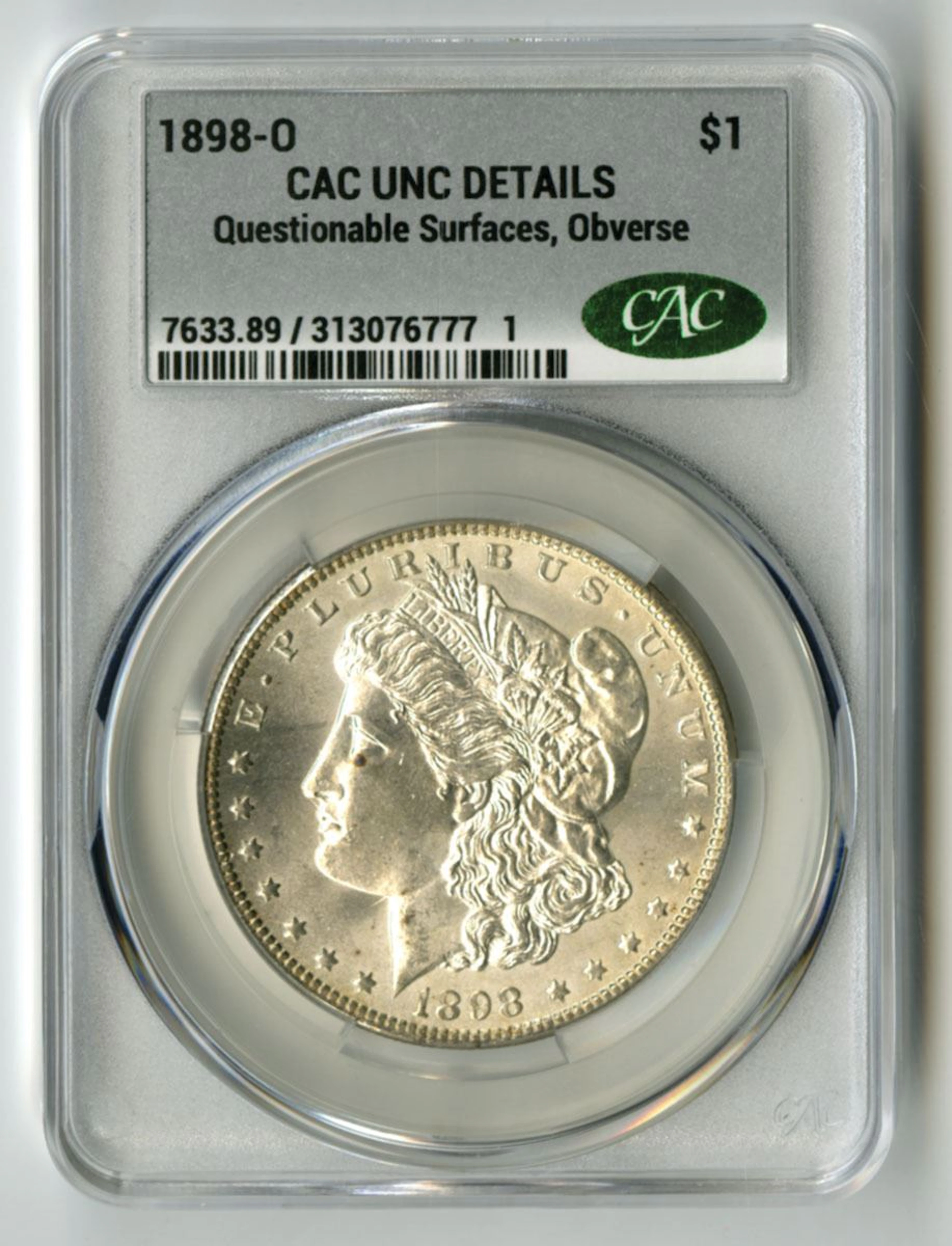 U.S., Morgan Silver Dollar, 1898-O, CAC UNC Details (Questionable