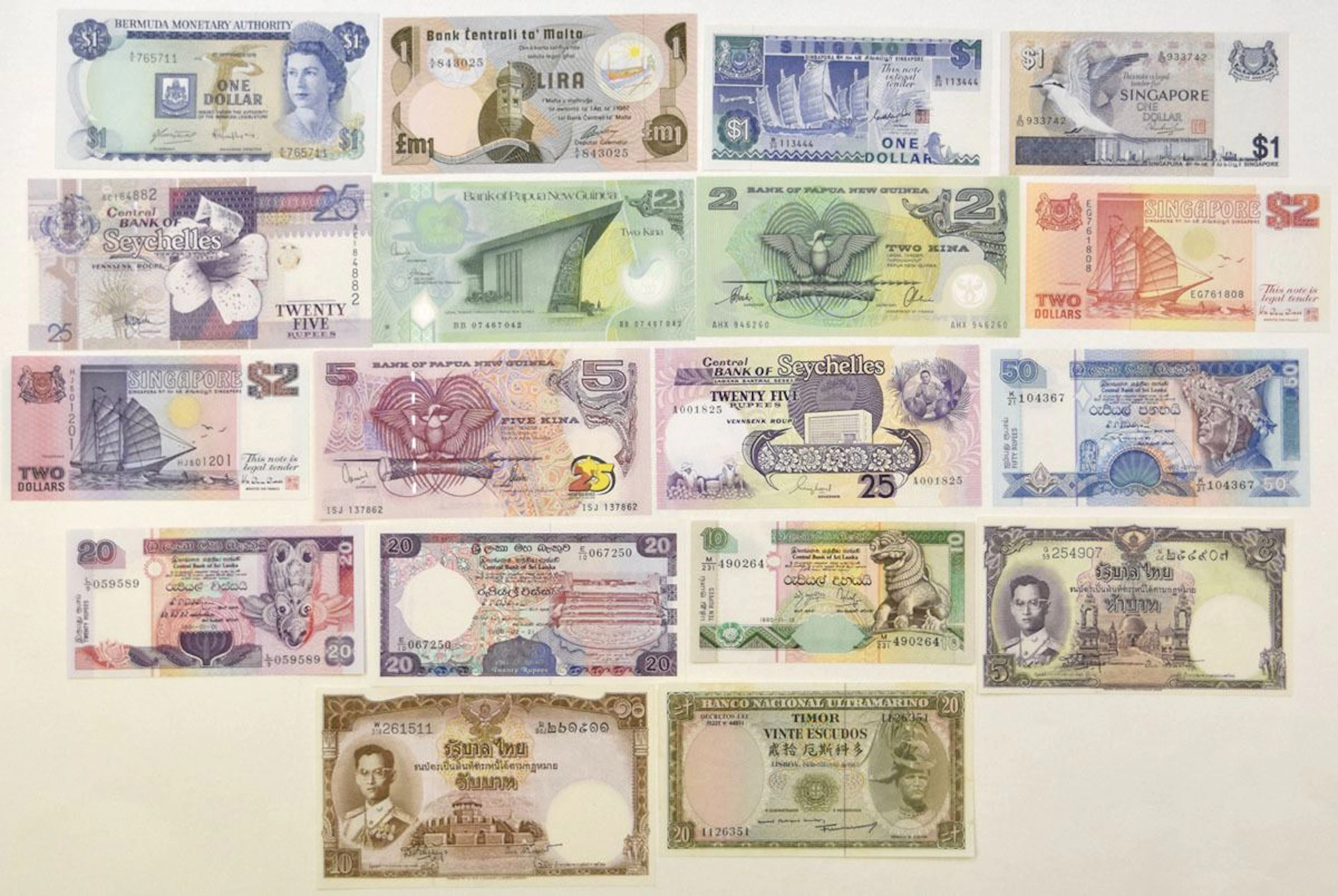 World Banknotes from Island Nations & Southeast Asia, 1953 to 2007