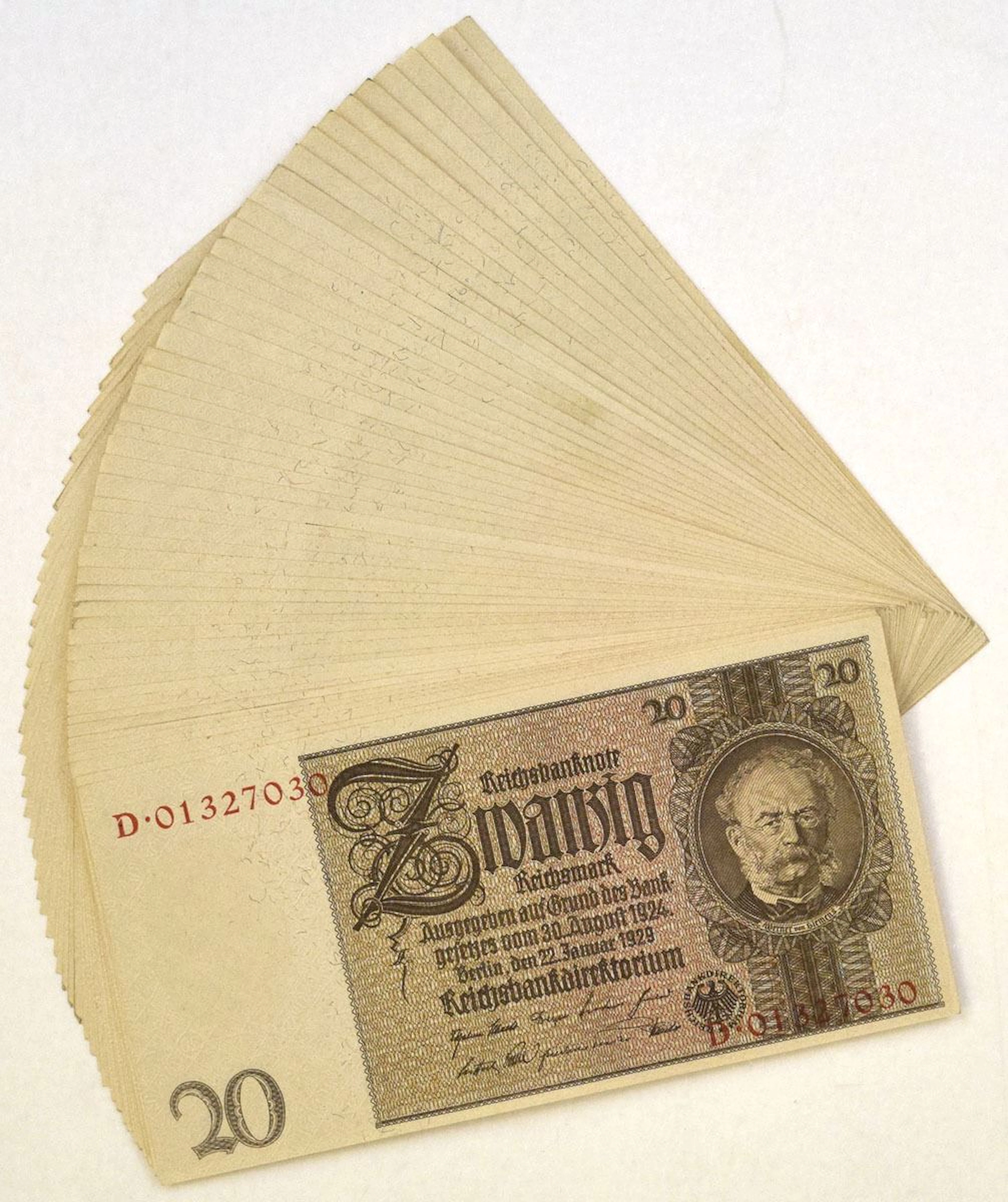 Germany. Reichsbanknote, 1929, Issued Banknote Assortment.