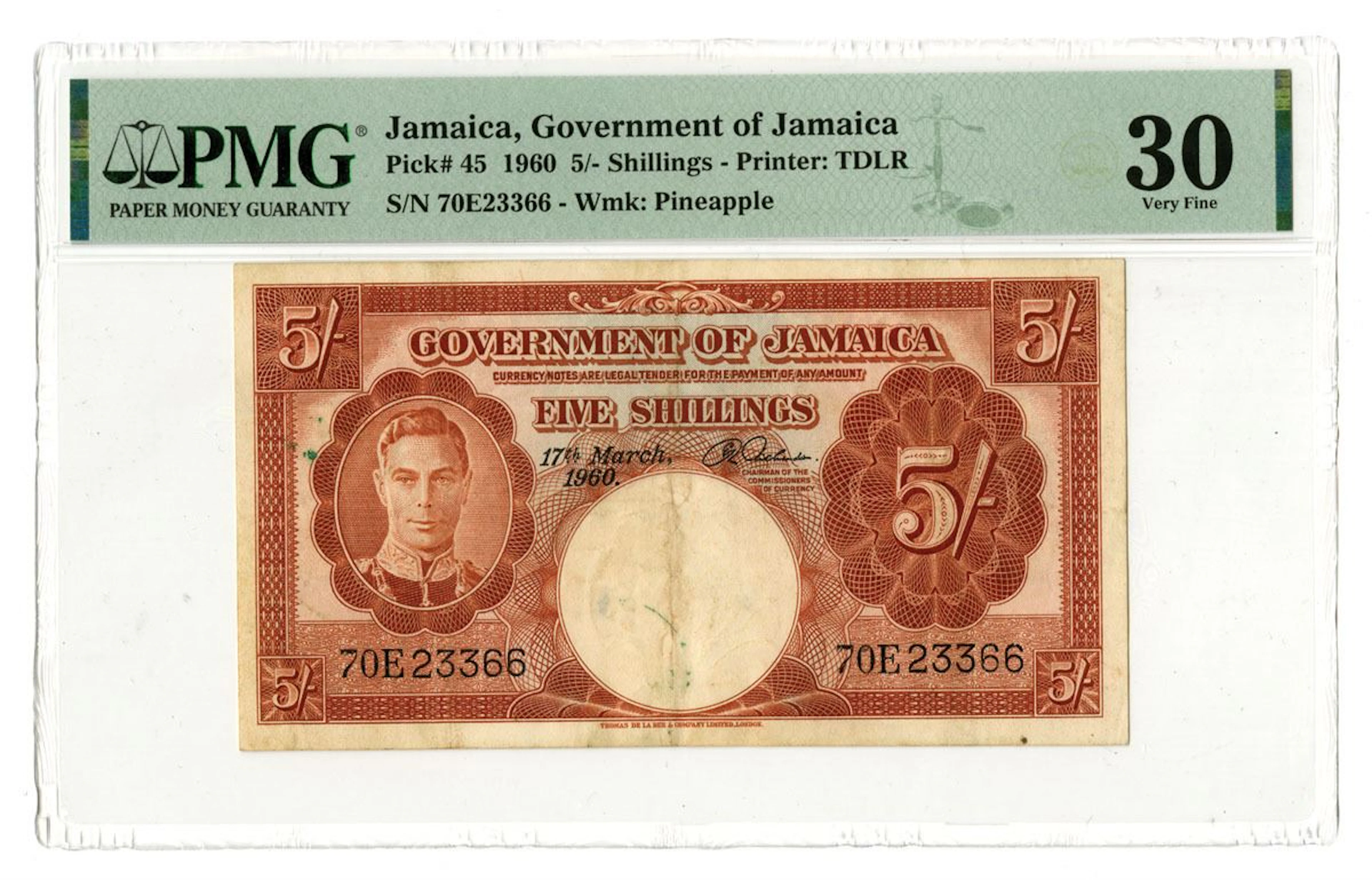 Jamaica. Government of Jamaica, 1960, Issued Banknote.