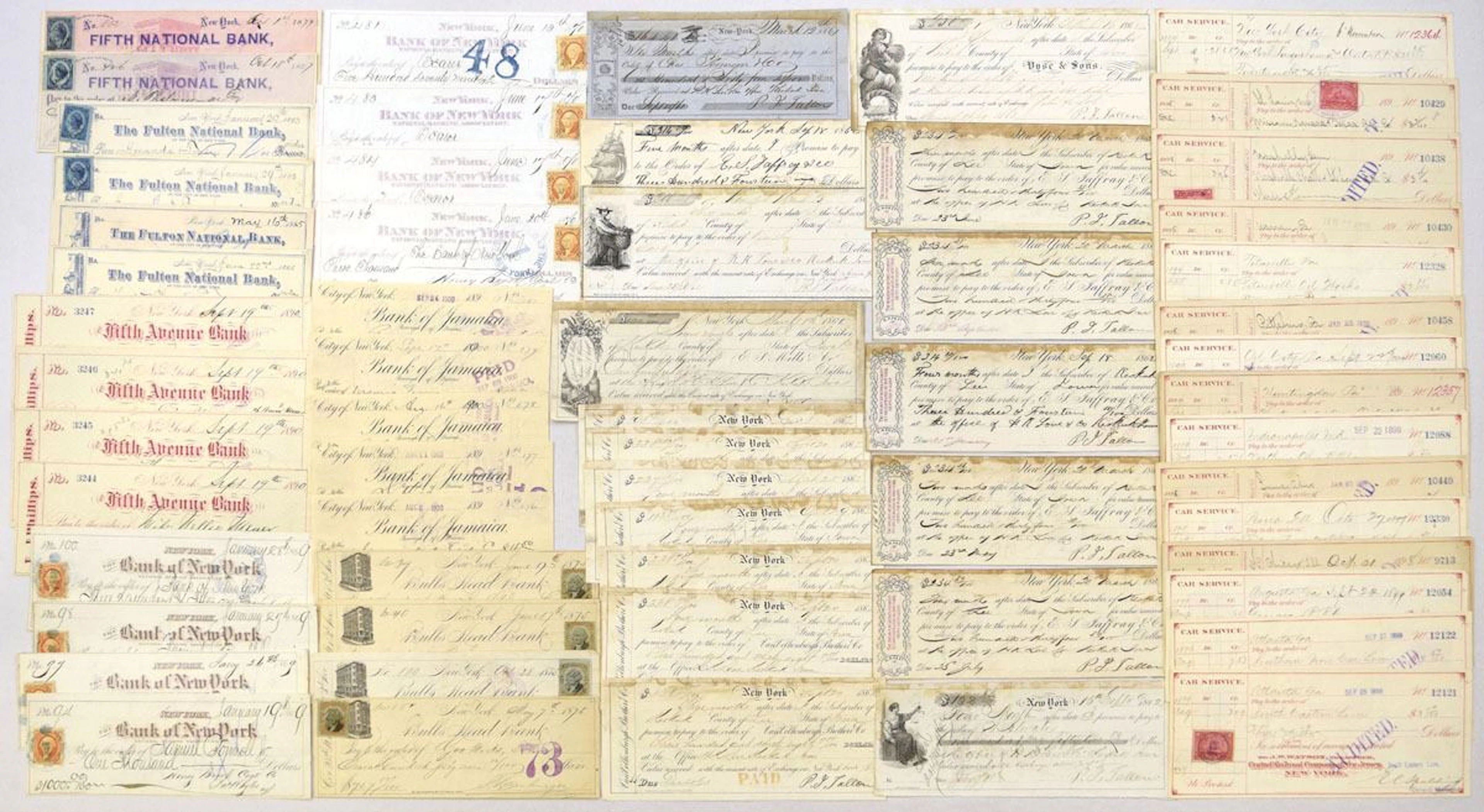New York Check, Draft & Fiscal Document Collection, 1855 to 1900