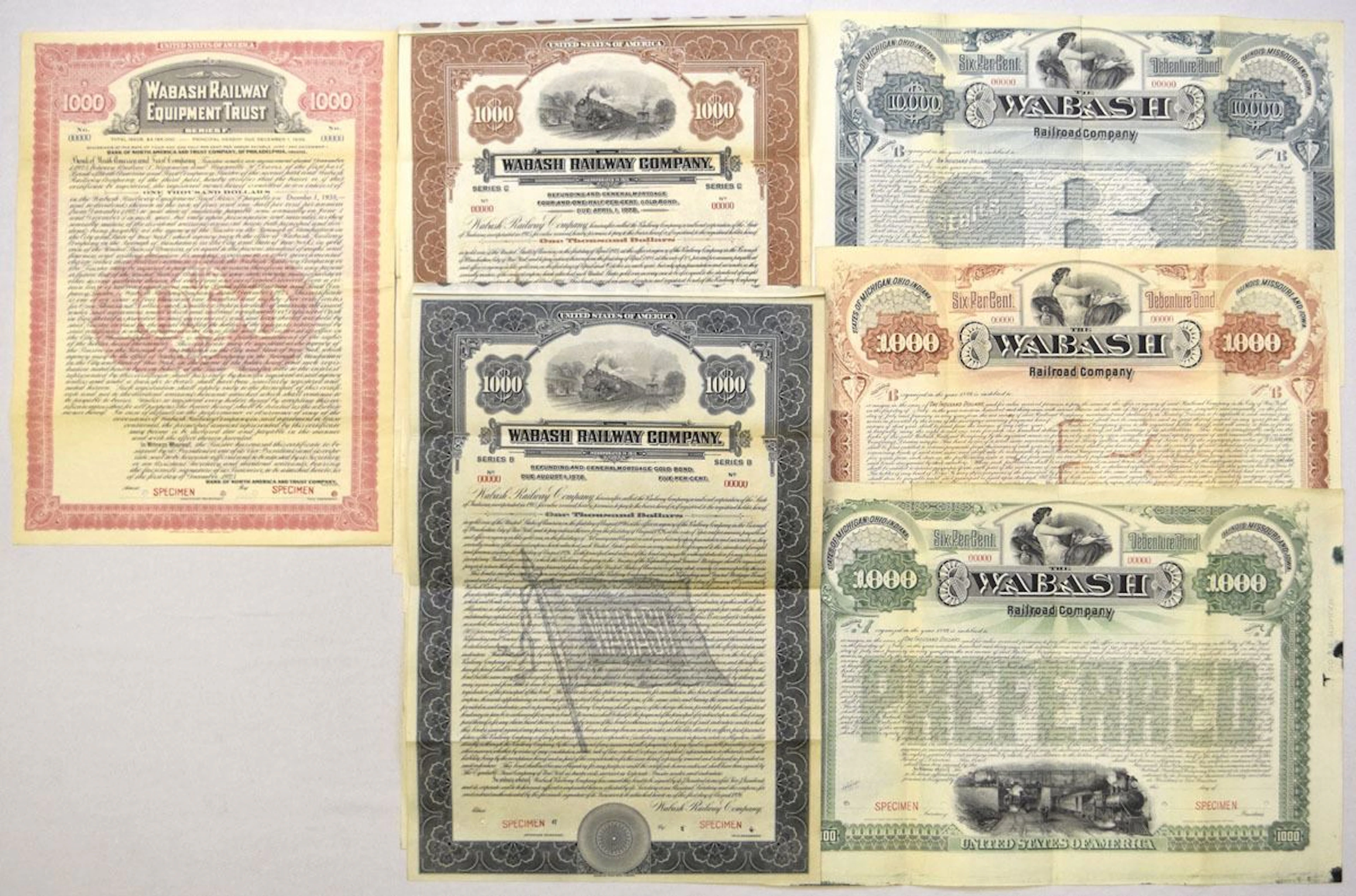 Wabash Railroad & Wabash Railway Co., 1902 to 1928, Specimen Bond Collection.