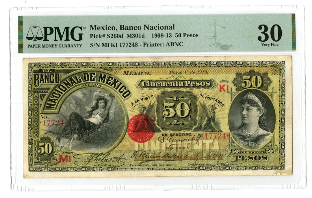 Mexico. Banco Nacional de Mexico, 1910, Issued Banknote.
