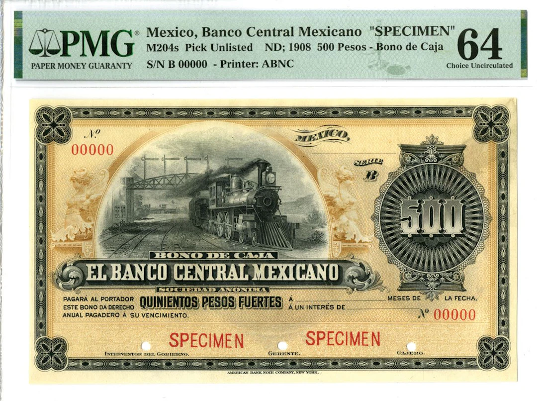 Mexico. "Bono de Caja" Banco Central Mexicano, ND (1908), 500 Pesos
