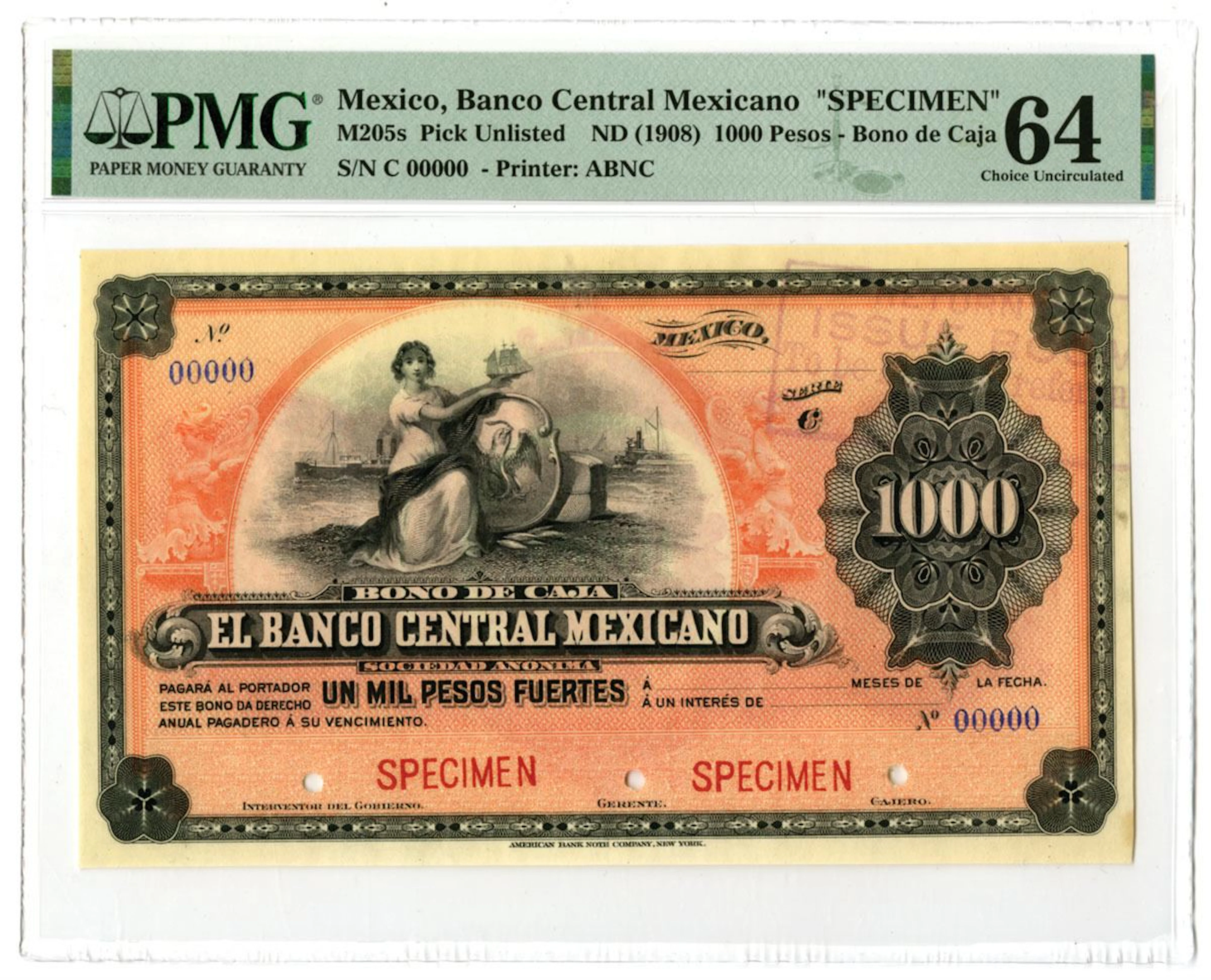 Mexico. "Bono de Caja" Banco Central Mexicano, ca.1900-10, 1000 Pesos