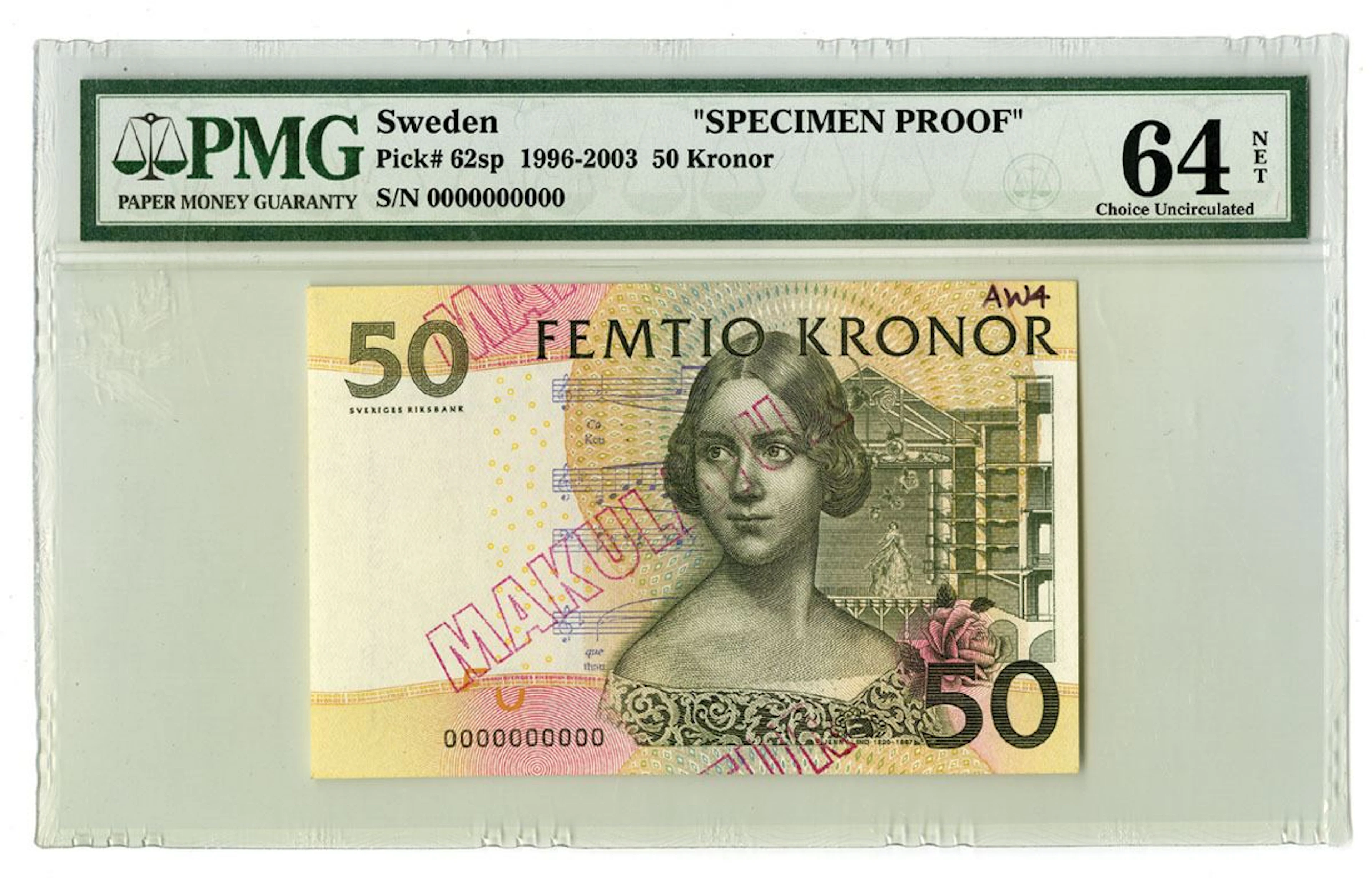 Sweden, Sveriges Riksbank, ND (1996 to 2003), Specimen Proof Banknote.