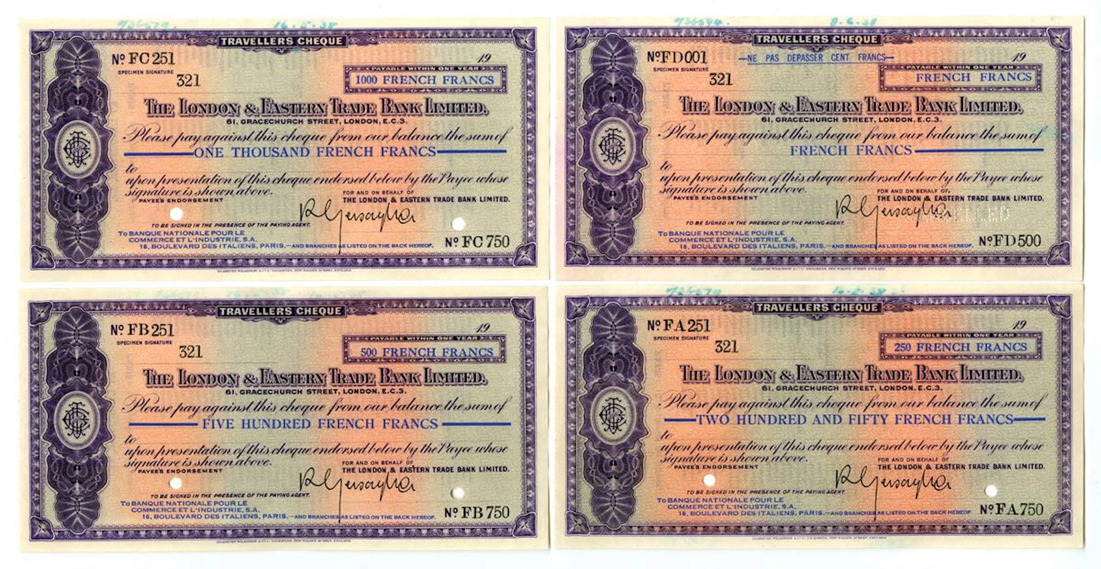 England. London & Eastern Bank Ltd., ND (1920s to 1930s). Specimen
