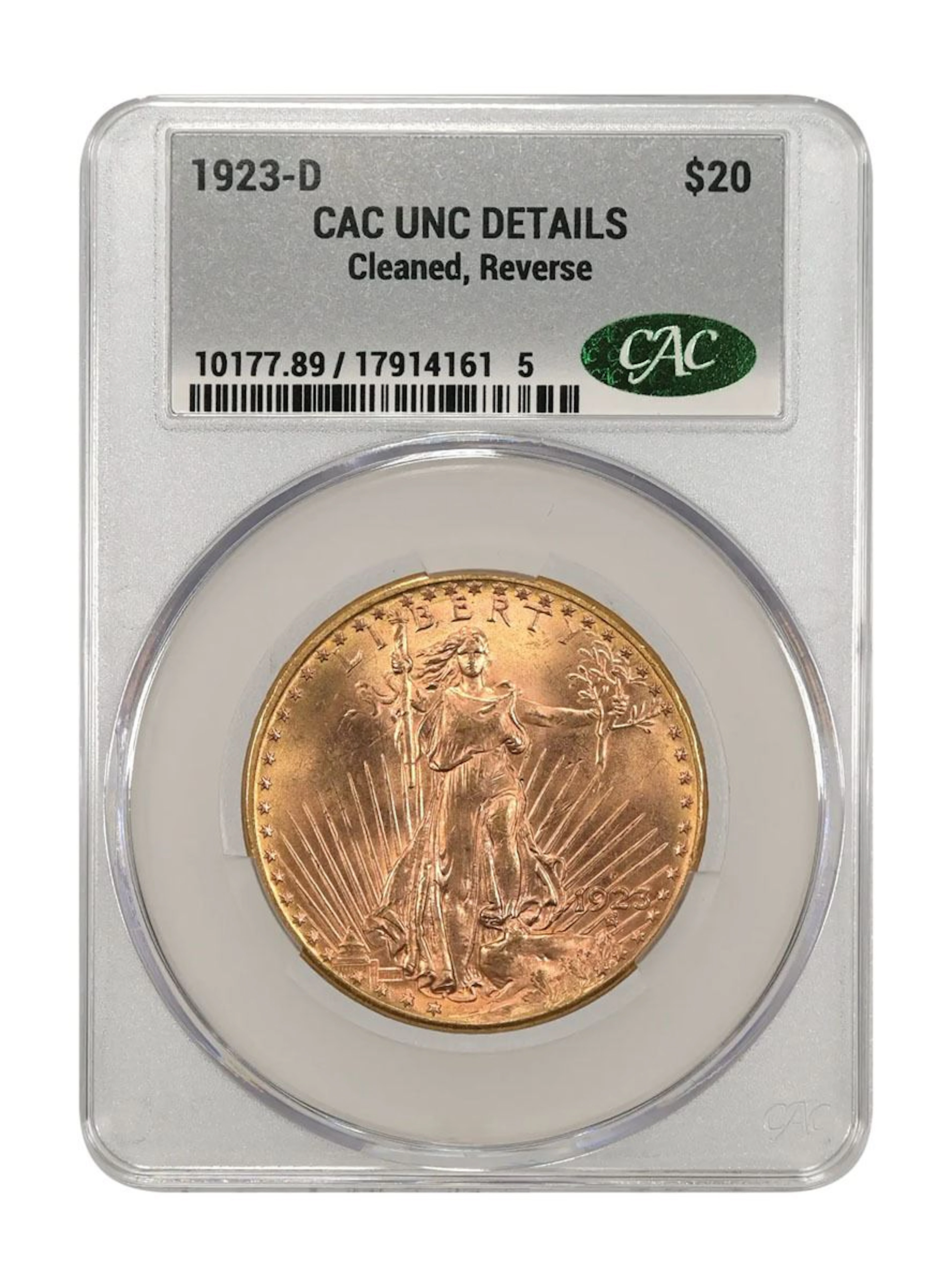 U.S., Saint-Gaudens Double Eagle, 1923-D, $20 Gold, CAC UNC Details