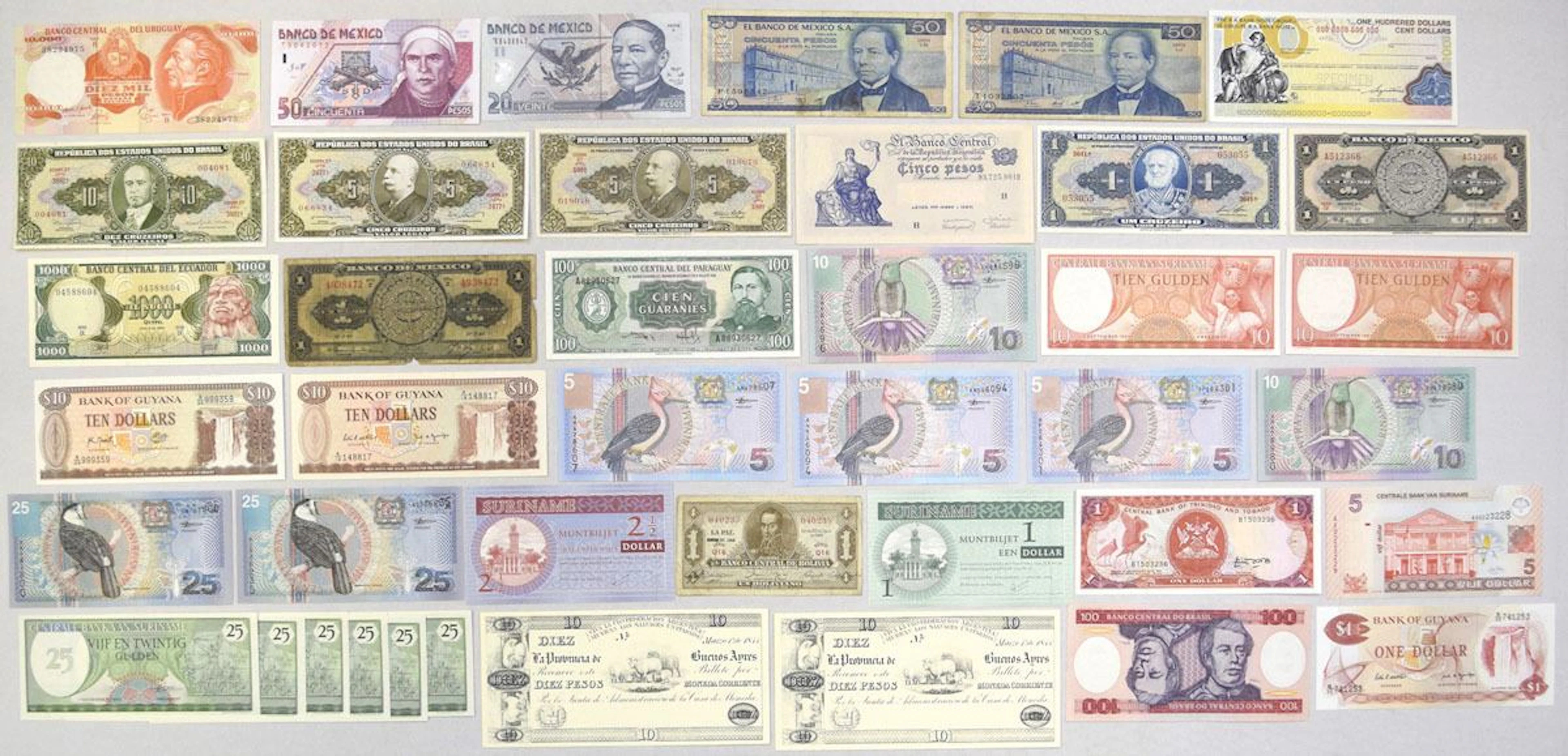Latin America, Caribbean & World Wide Assortment of Issued Banknotes