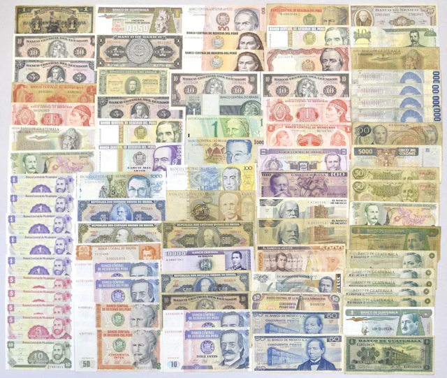 Latin American Banknote Collection, 1911 to 1980s.