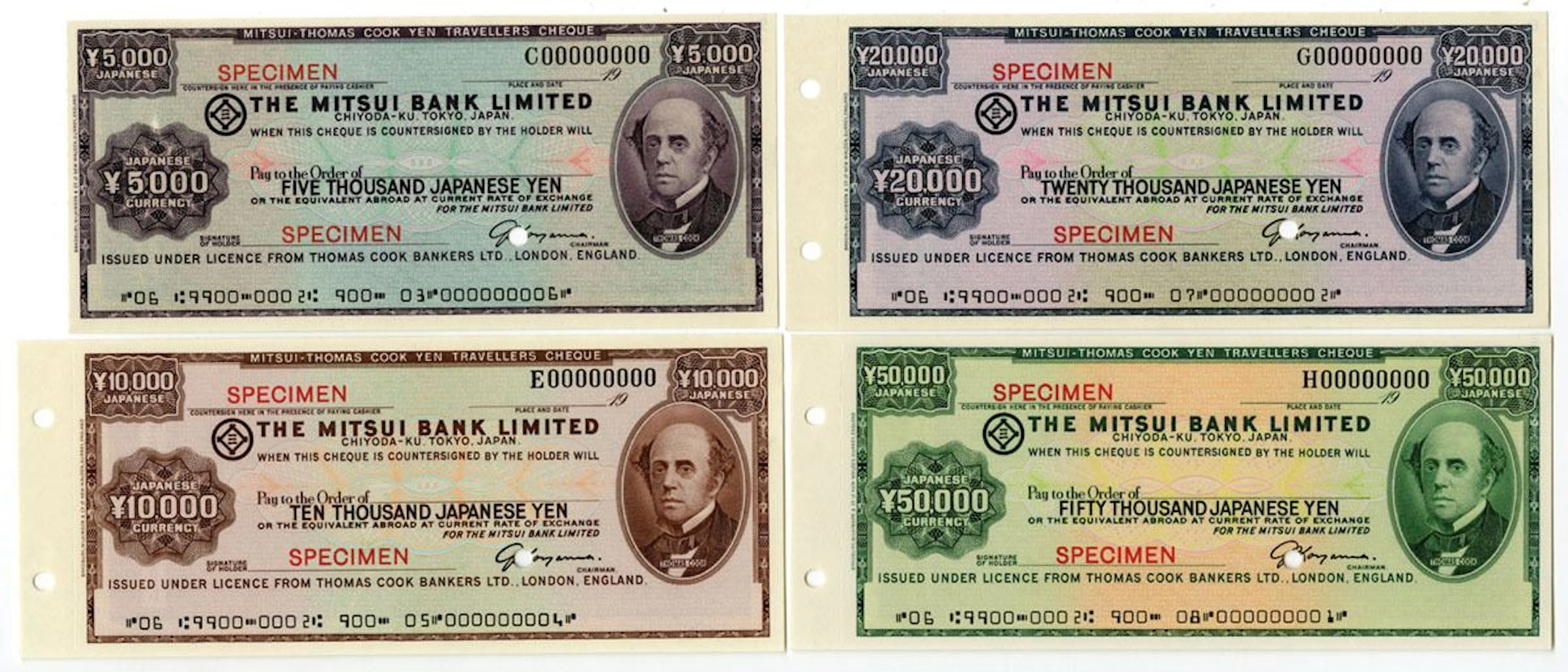 Japan. Mitsui Bank, ND (1980 to 2000s), Specimen Check Quartet.