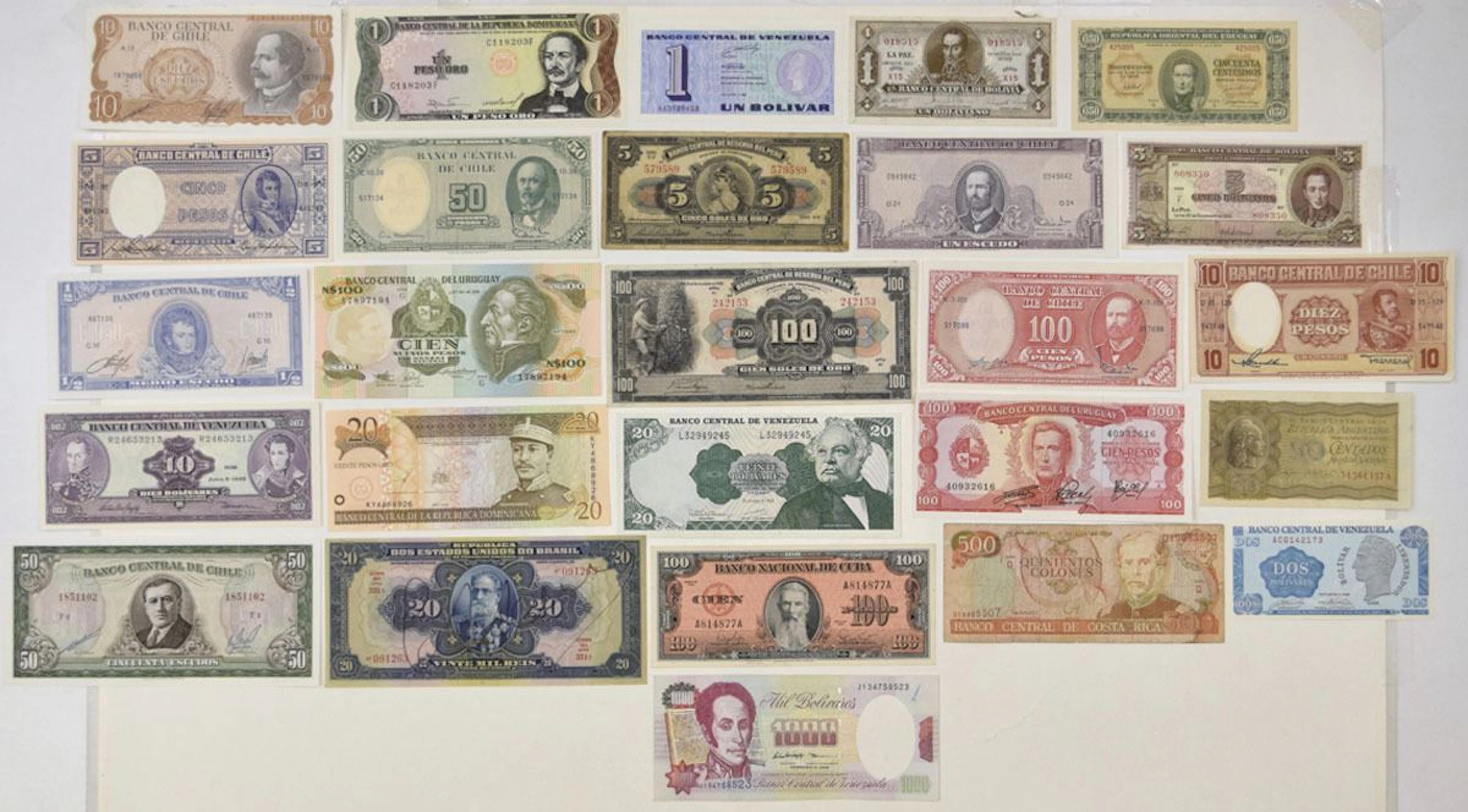 South America Issued Banknote Collection, 1939 to 2003.