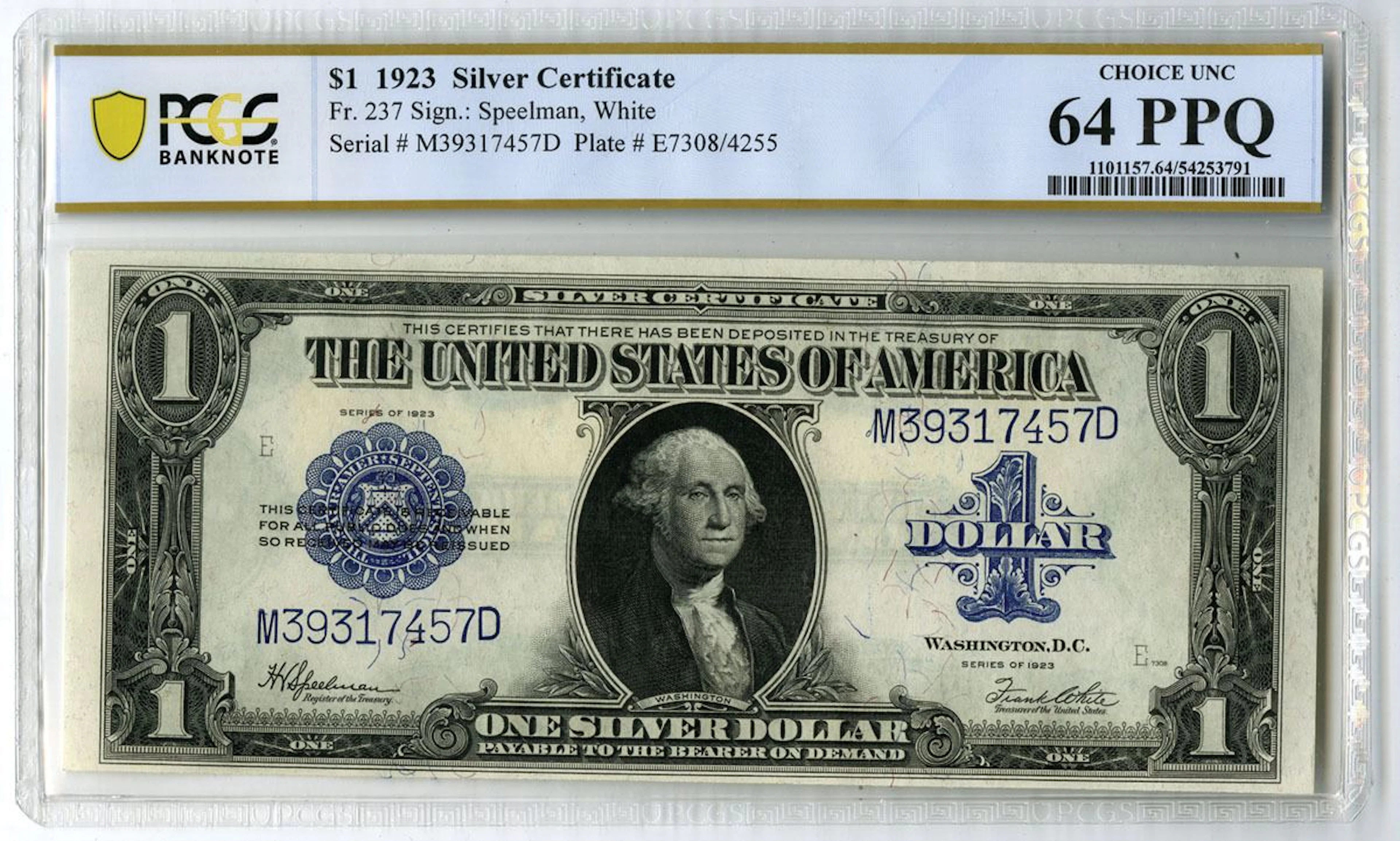 U.S. Silver Certificate. 1923 $1, Fr.# 237, Issued Banknote, PCGS