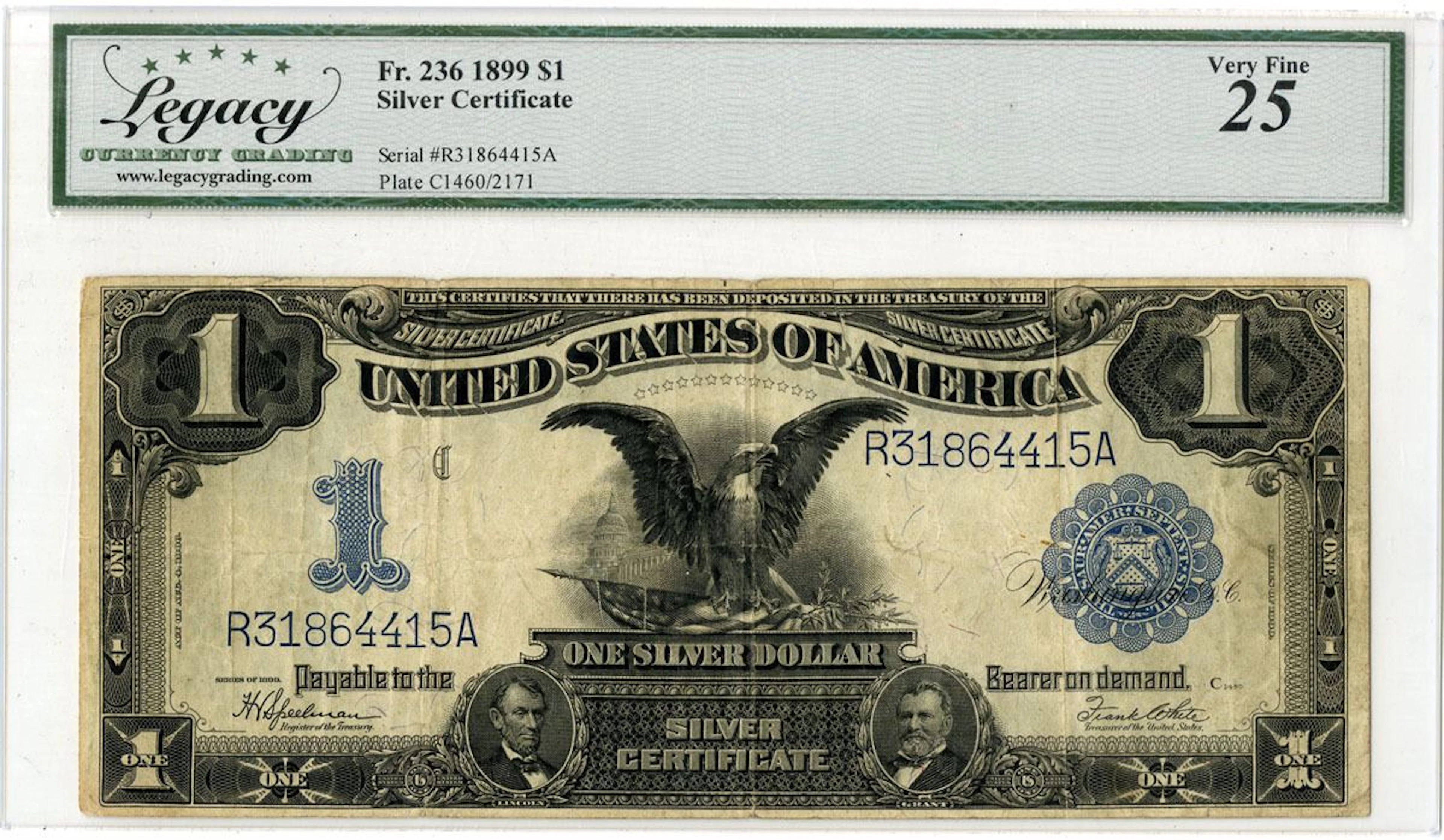 U.S. Silver Certificate. 1899 $1, Fr.# 236, Issued Banknote, Legacy