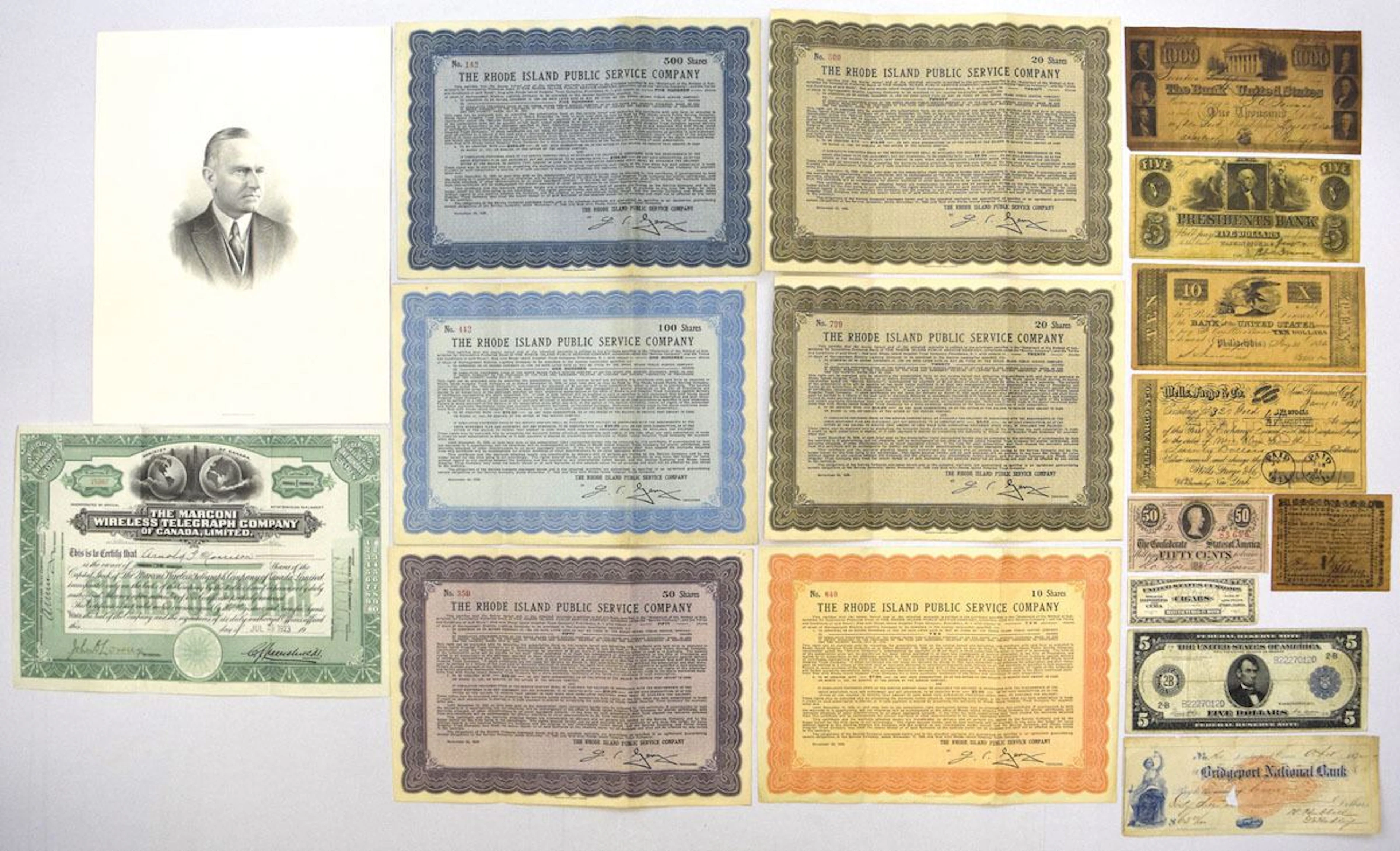USA & Canada. Financial Ephemera and Obsolete Currency Group, 1800s to 1920s