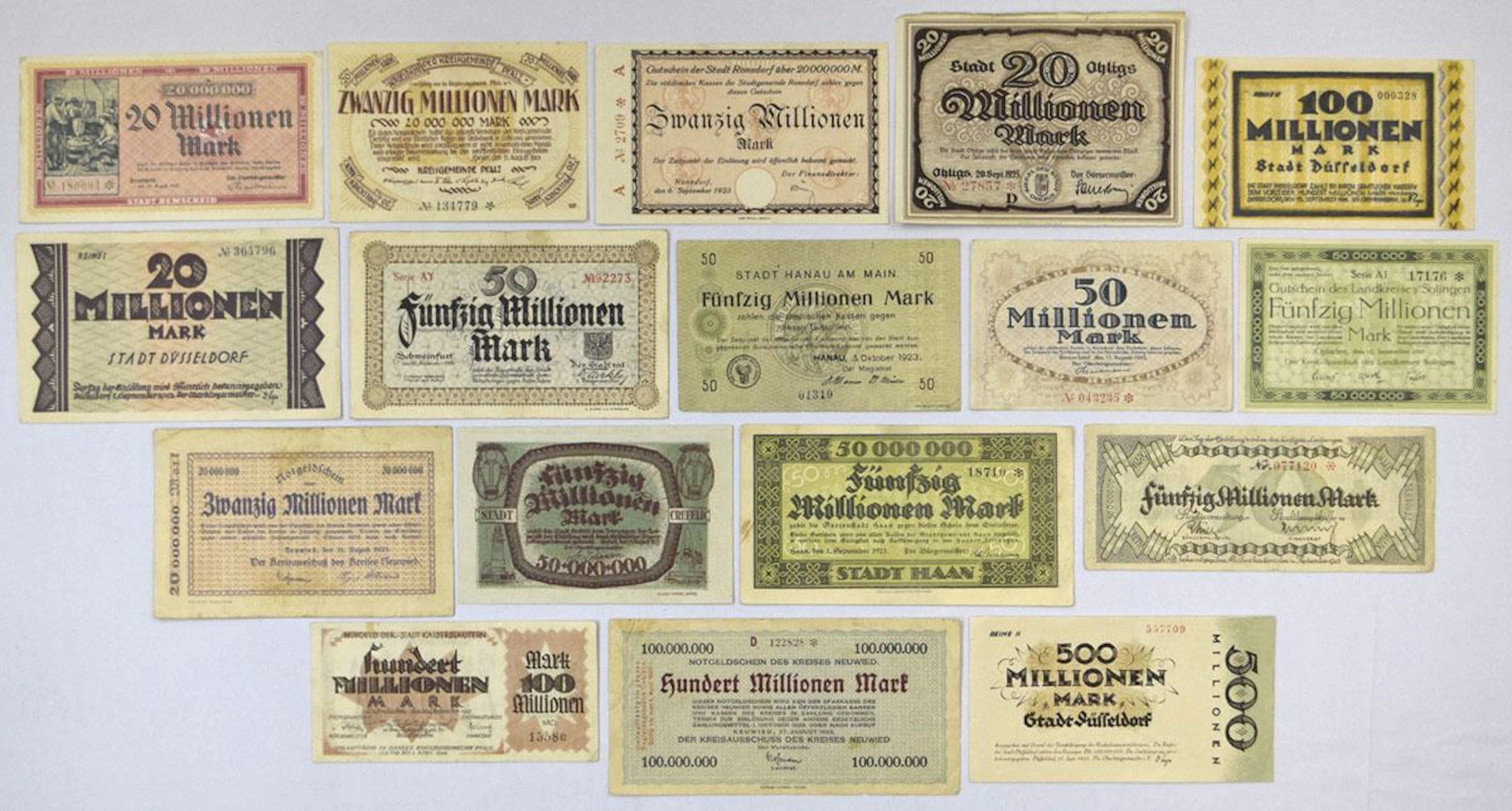 Germany. Hyperinflation Notgeld, 1923, Issued Assortment.