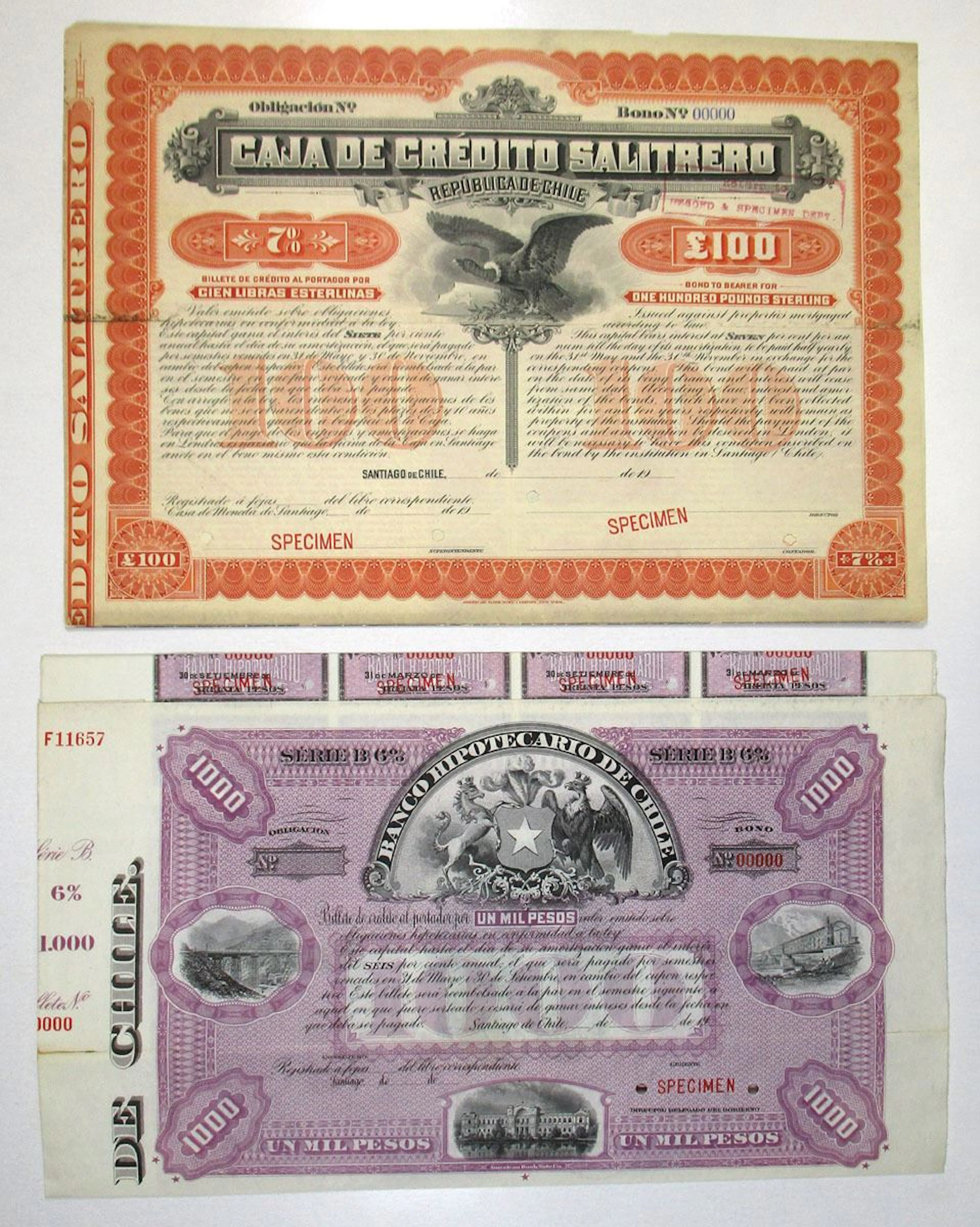 Chile. Banco Hipotecario de Chile and Caja de Credito Salitrero, ND