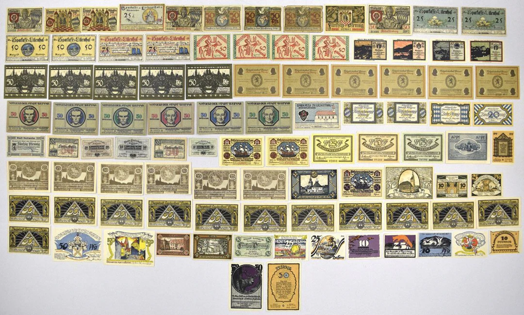 Germany. Inflation Era Municipal Notgeld Collection, 1917 to 1923