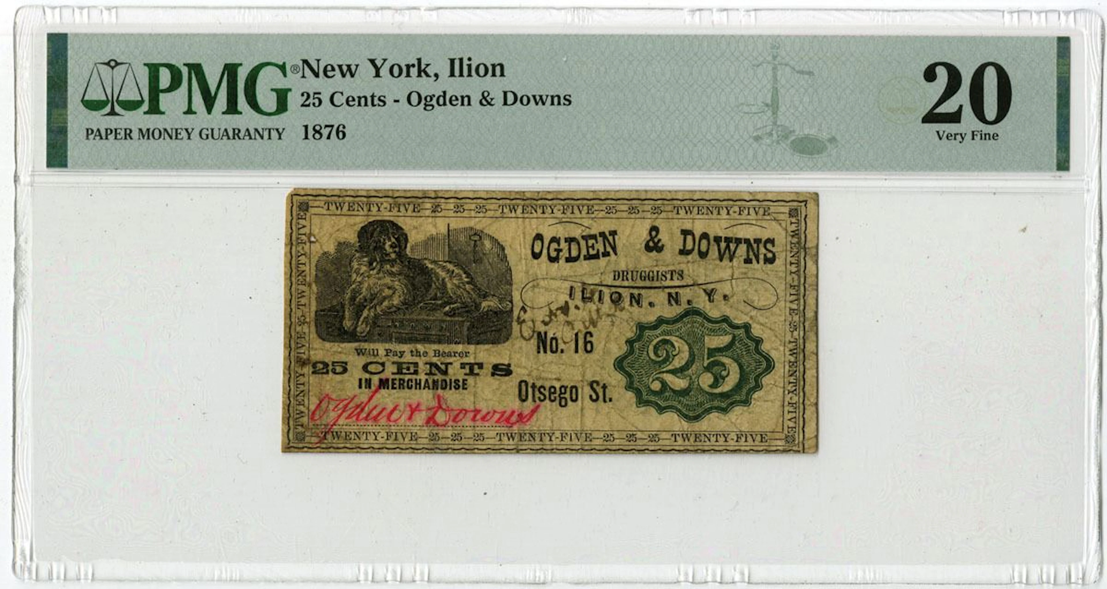 NY. Ogden & Downs, Druggist, 1876, Scrip Note.