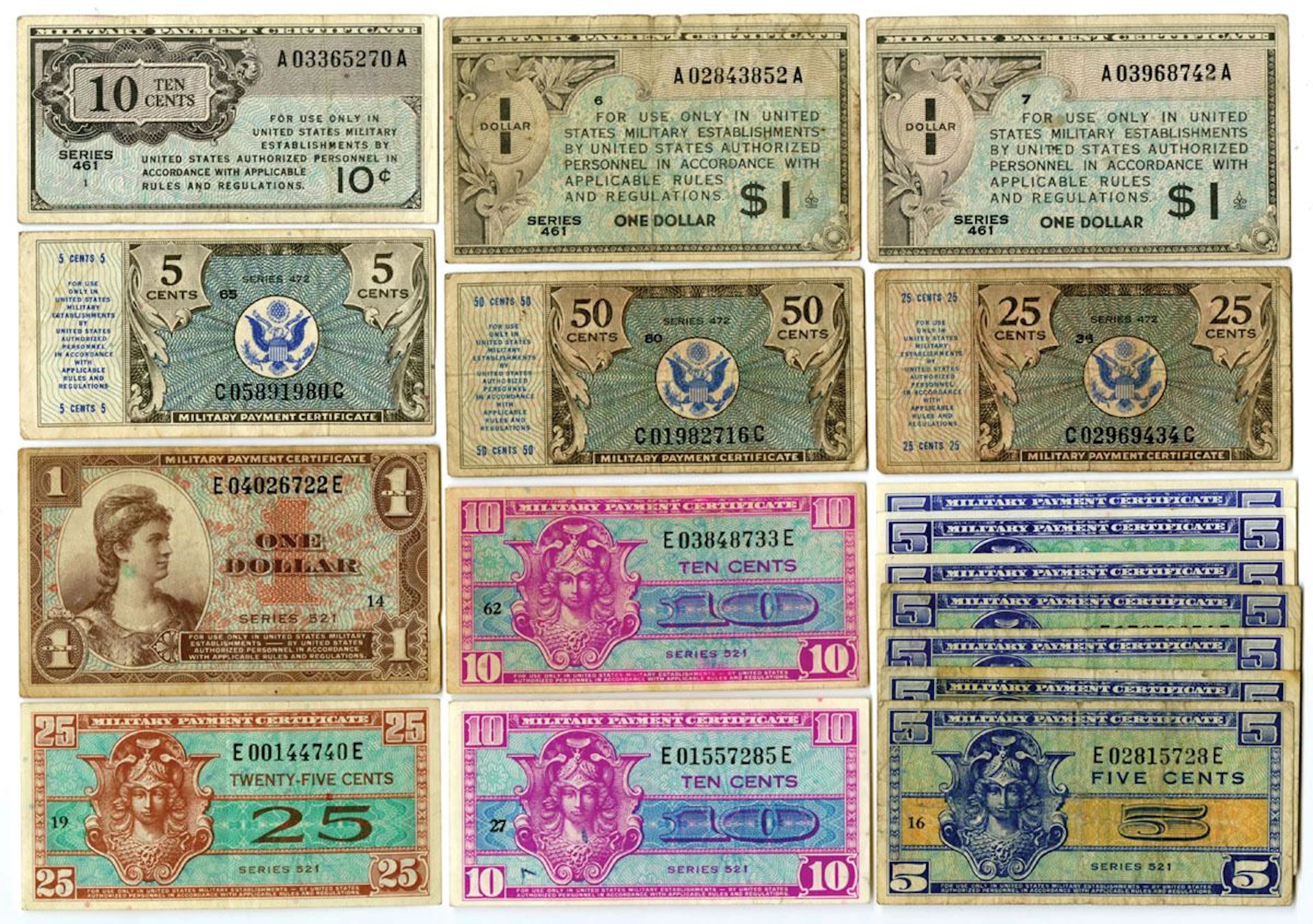 U.S. Military Payment Certificates, Series 461 to Series 521, Issued
