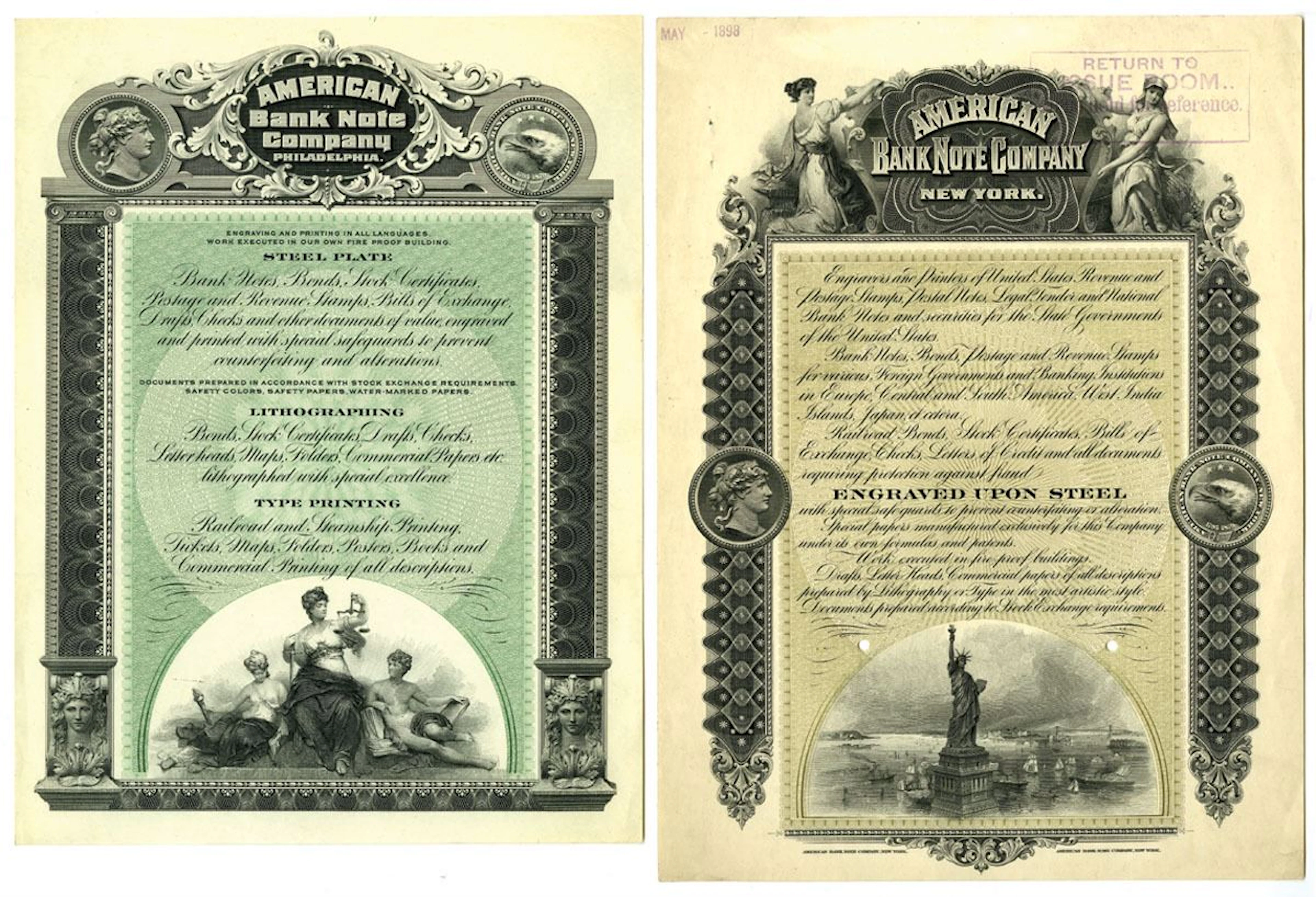 PA. NY., ABNC Impressive Advertising Broadsides, One from New York