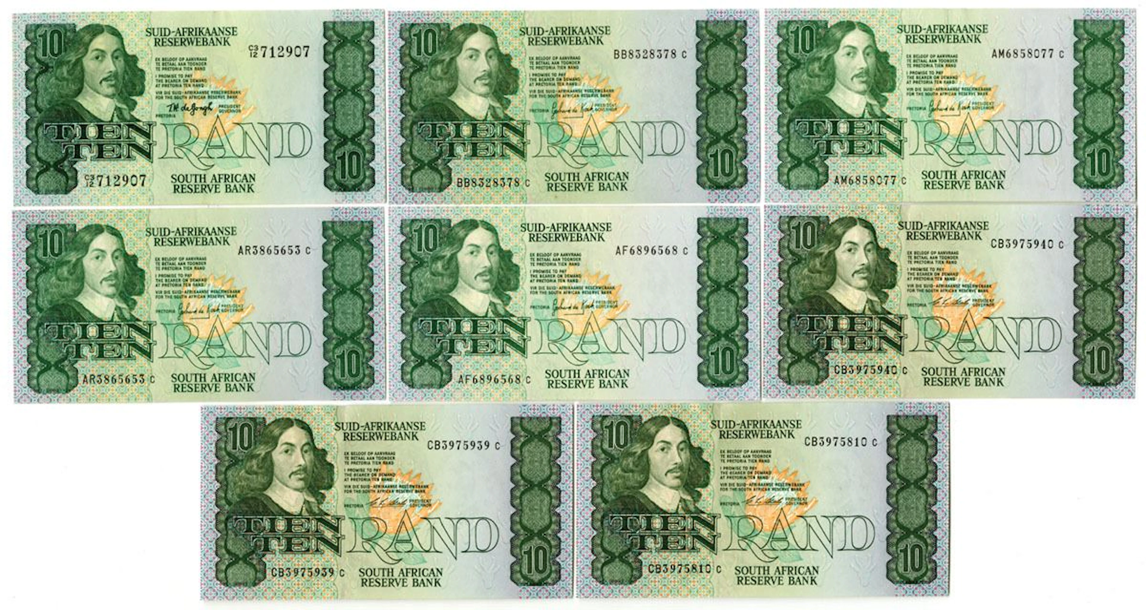 South Africa. South African Reserve Bank, ND (1978 to 1993), Issued Banknotes.