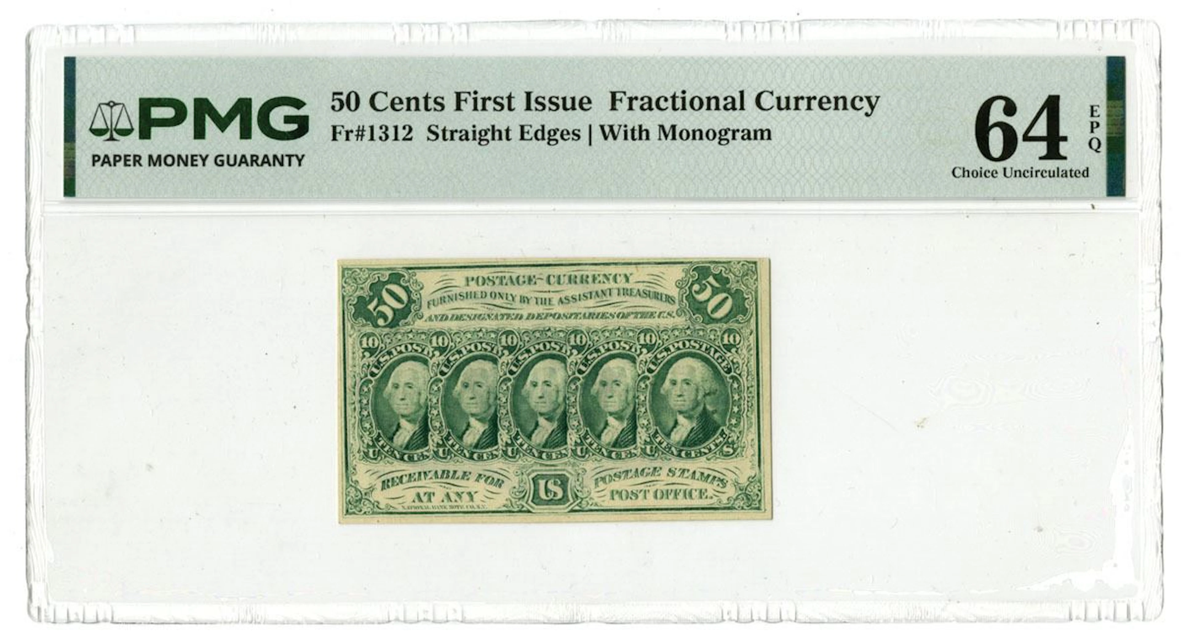 D.C., First Issue Fractional Currency, 1862, 50 Cents, Fr#1312.