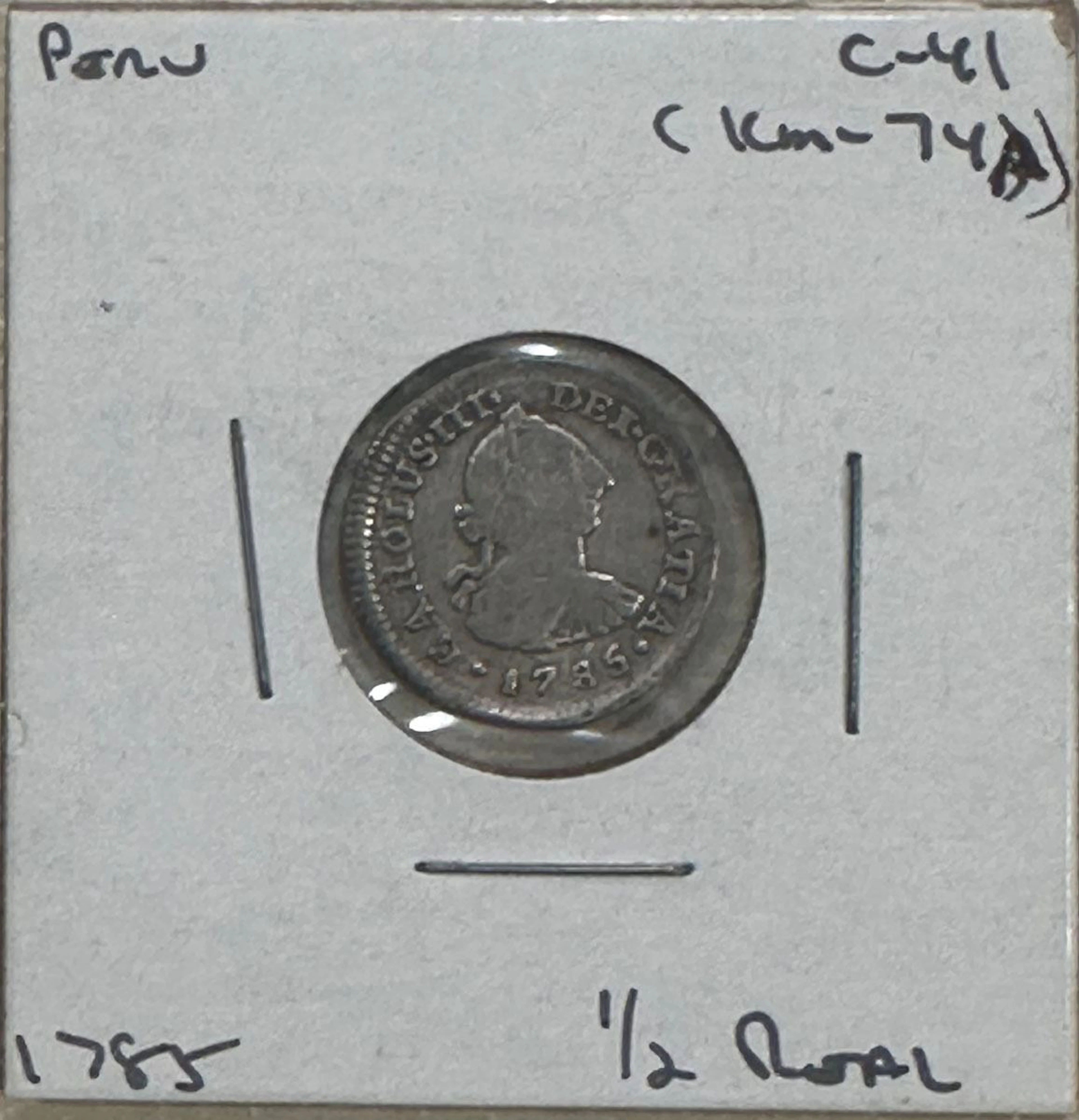 Peru, 1785, 1/2 Real, C-41 (KM-74A)
