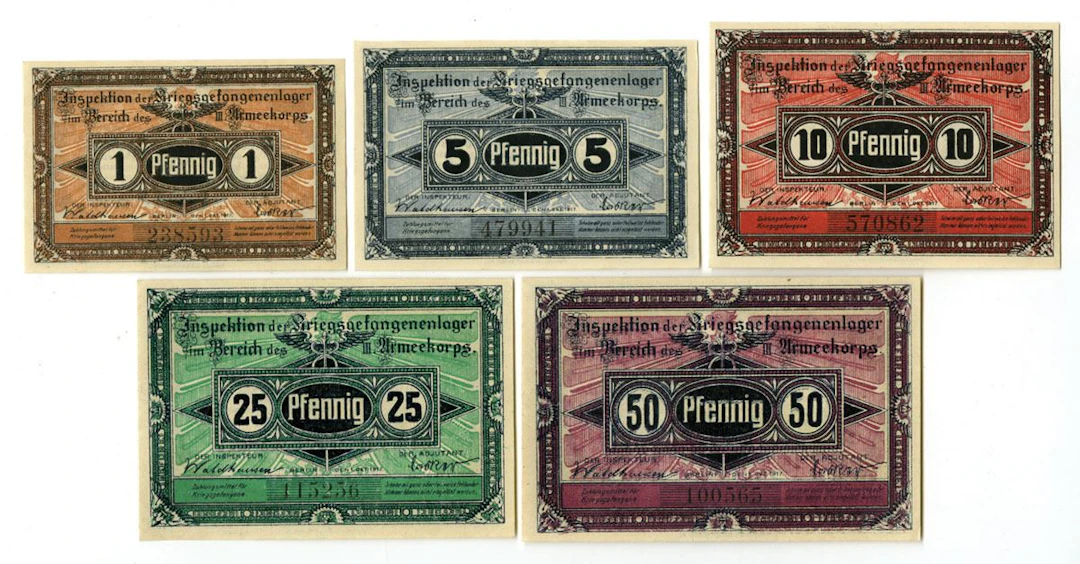 Germany. Bradenburg-Havel, WWI German POW Camp Notgeld Set, 1917
