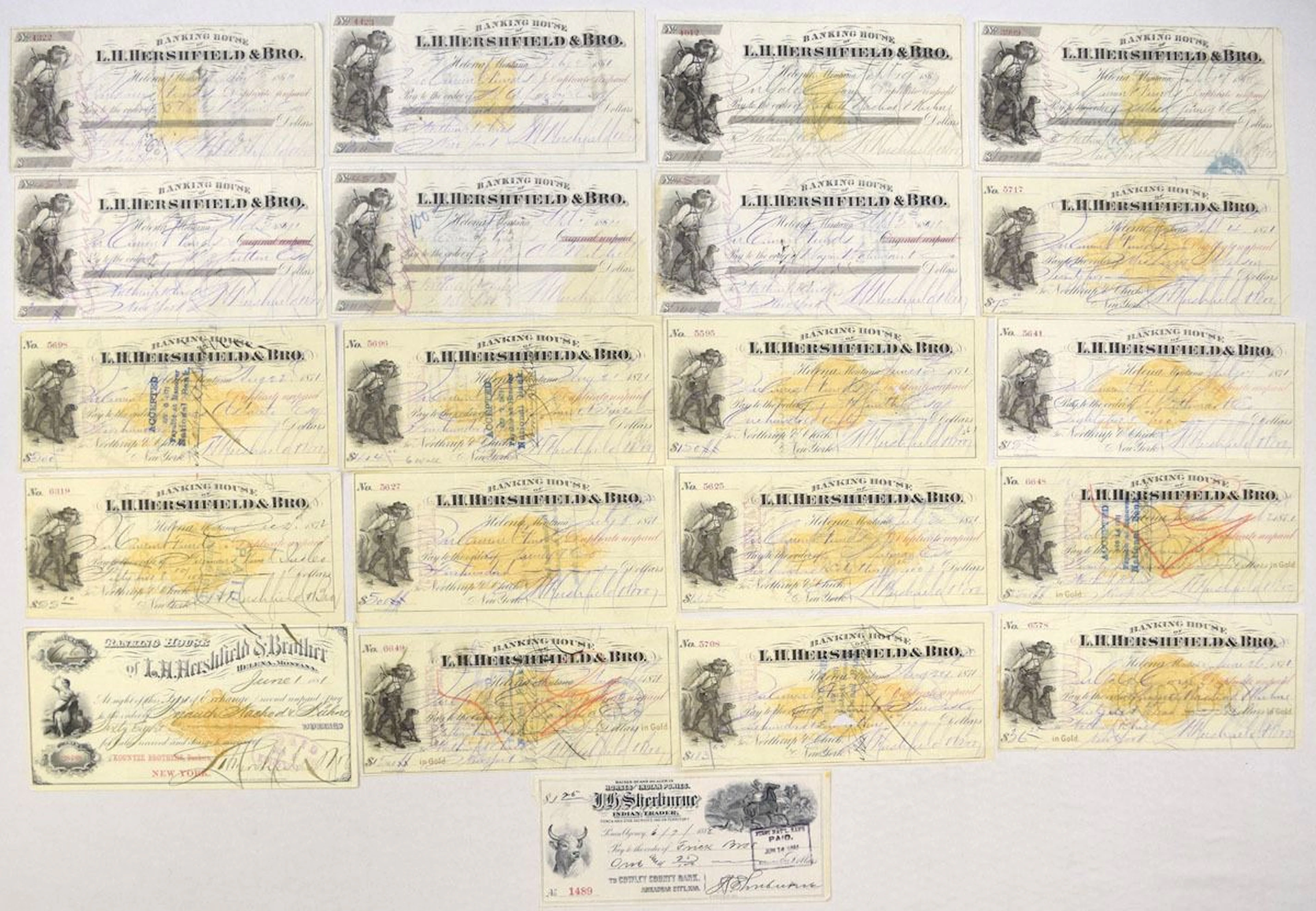 Montana Territory. Helena Banking House I/C Checks & Draft Collection