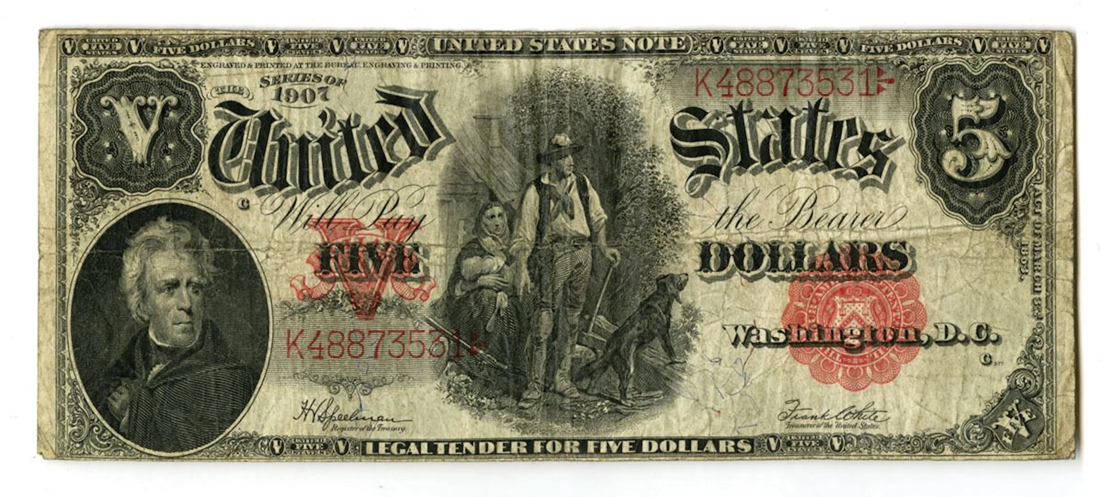 U.S., Legal Tender Note, Series of 1907, Issued Banknote.
