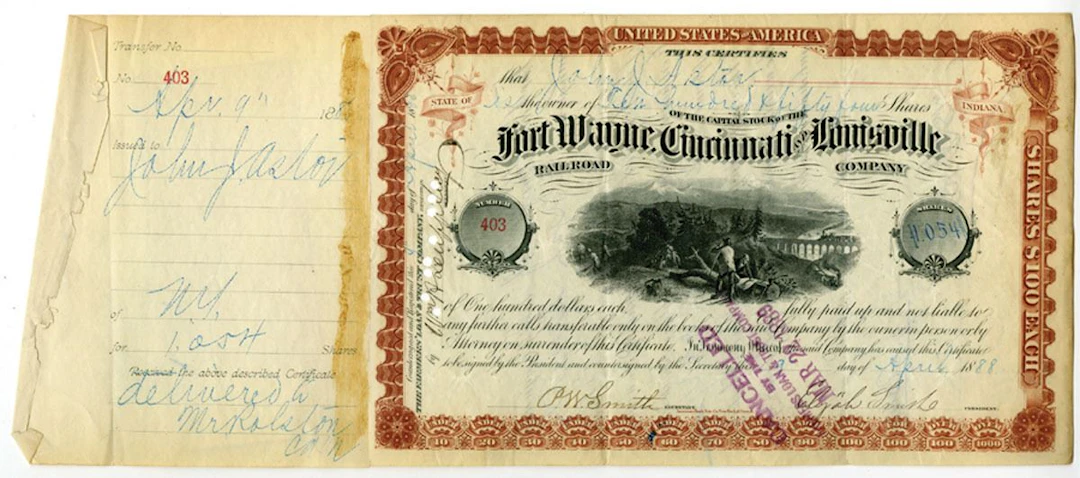 IN. Fort Wayne, Cincinnati and Louisville Railroad Co., 1888, I/C