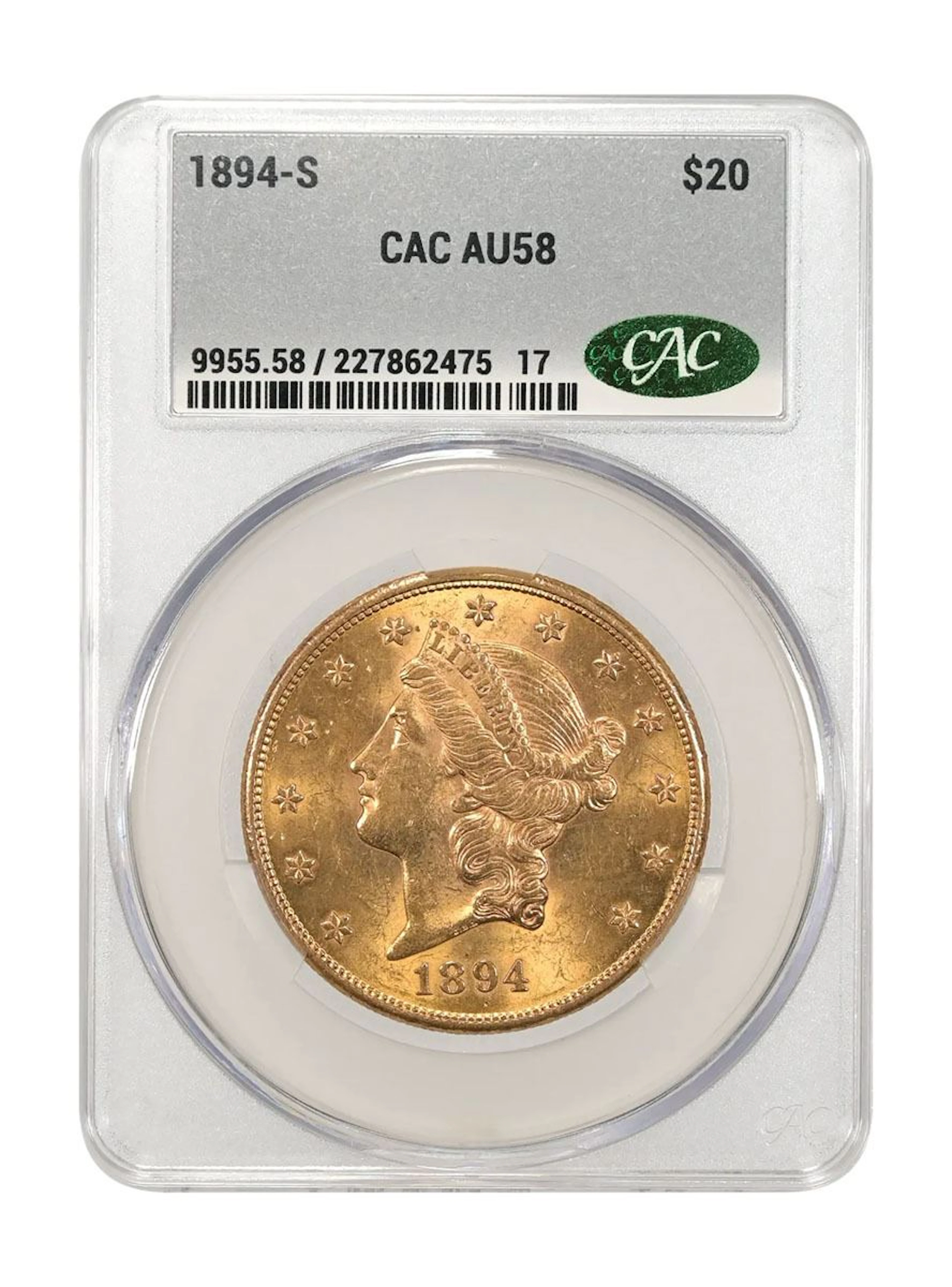 U.S., Liberty Head Double Eagle, 1894-S, $20 Gold, CAC AU 58 About Uncirculated