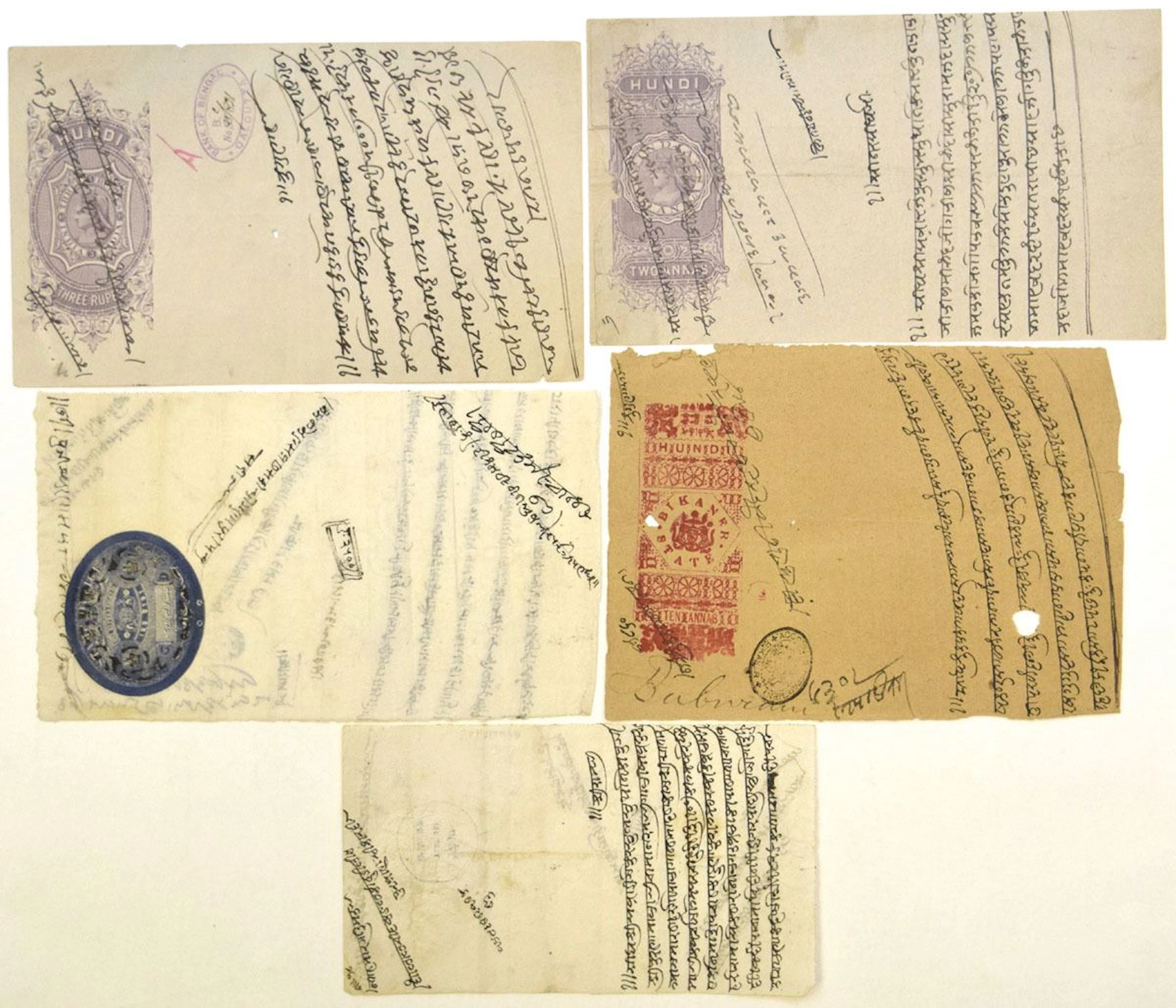India. Hundi Bill of Exchange Collection with Revenue Stamps, Bengal