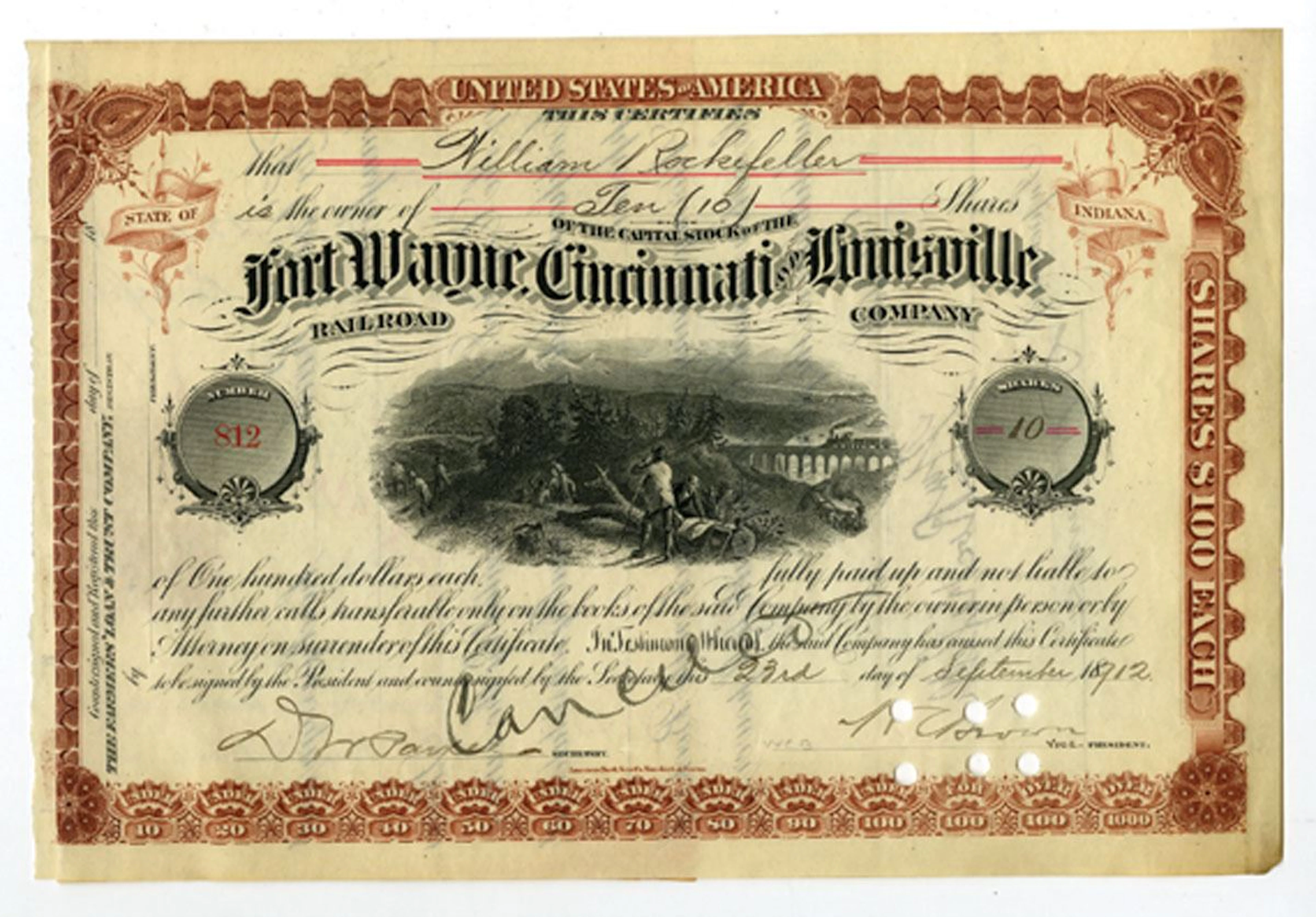 IN. Fort Wayne, Cincinnati and Louisville Railroad Co., 1912, I/C