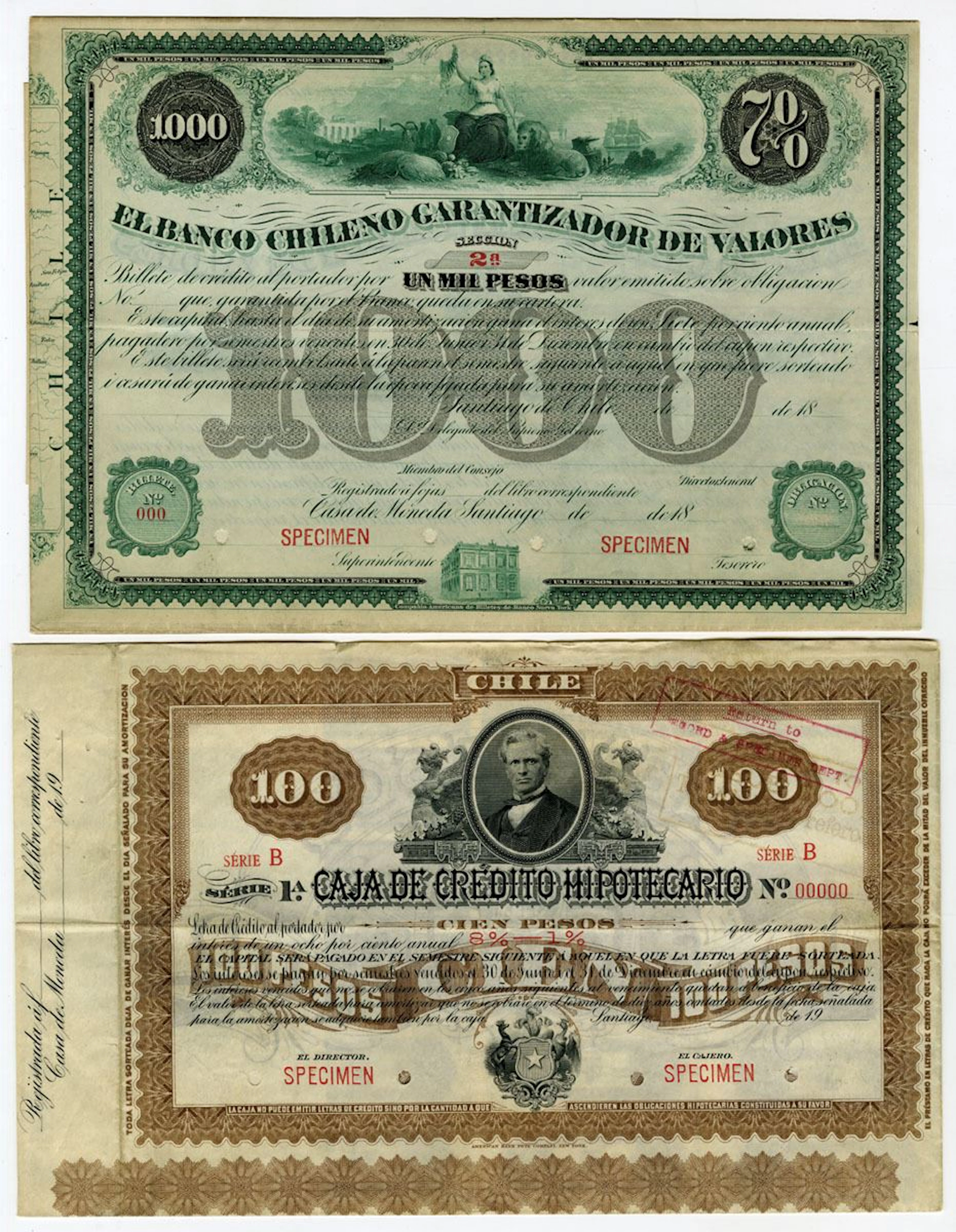Chile. Chilean Specimen Bond Pair, ND (1880s to 1900s)