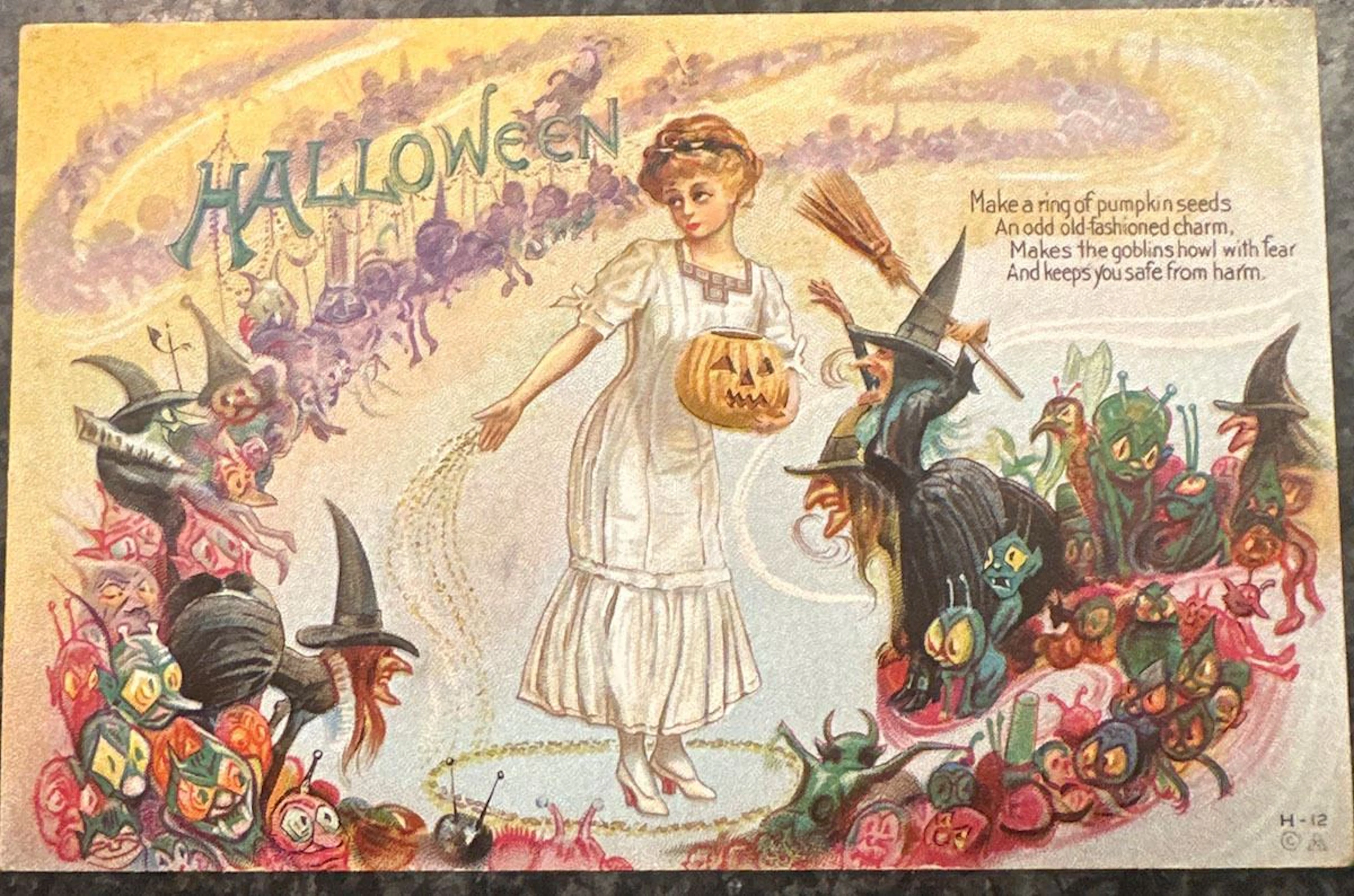 United States, c. 1910s — Embossed Halloween Postcard, H-12 Series